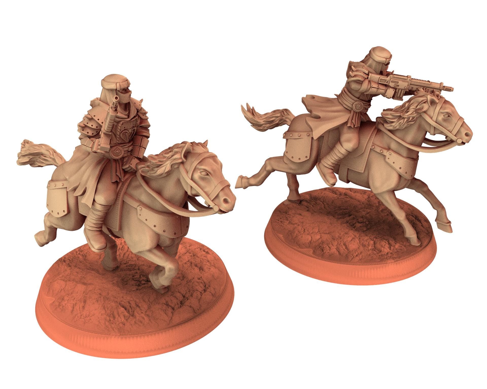 Desert Raiders - Main Cavalrymen Imperial guard post apocalyptic, usable for tabletop futuristic wargame, Dune, Star wars Quatermaster 3D