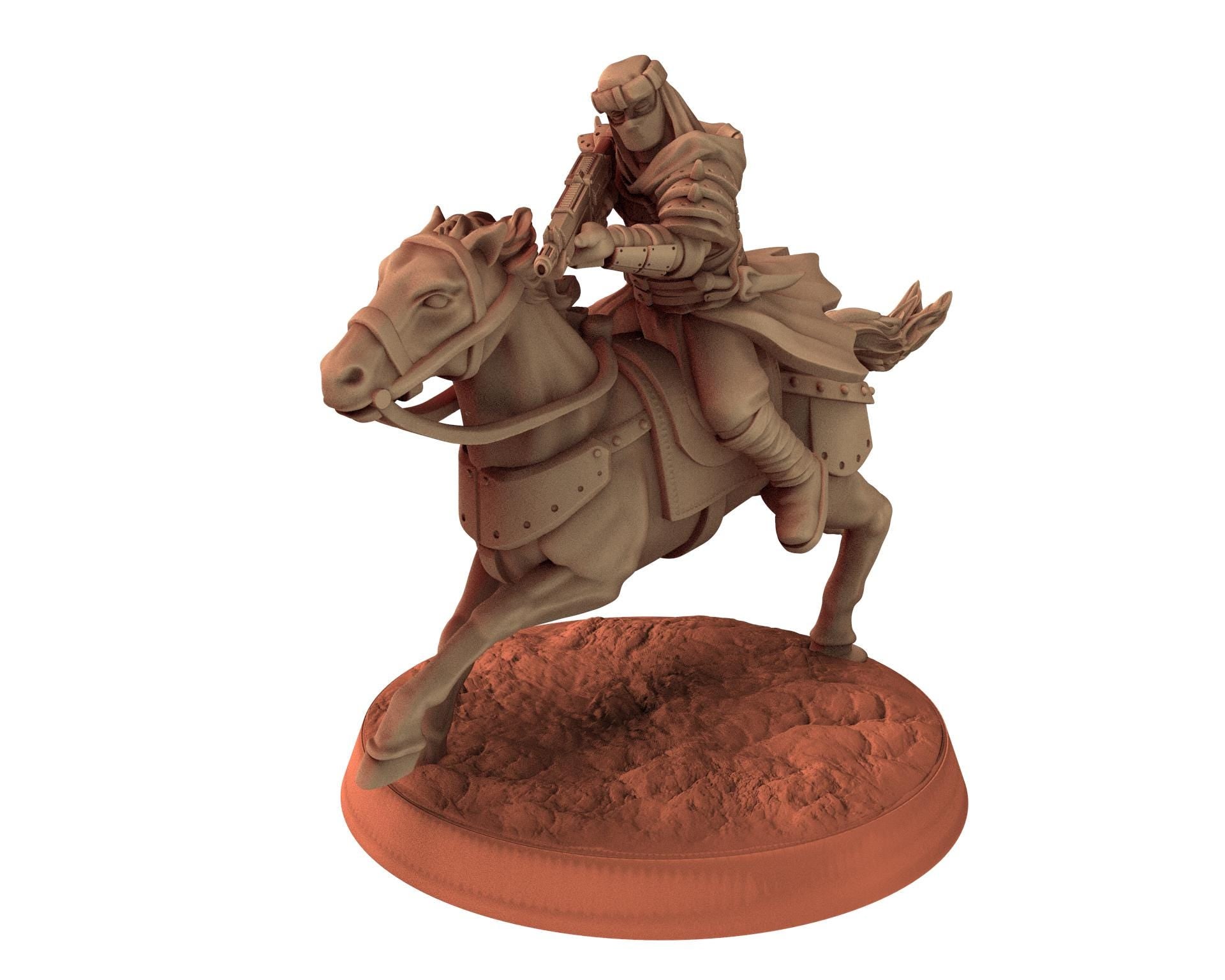 Desert Raiders - Main Cavalrymen Imperial guard post apocalyptic, usable for tabletop futuristic wargame, Dune, Star wars Quatermaster 3D