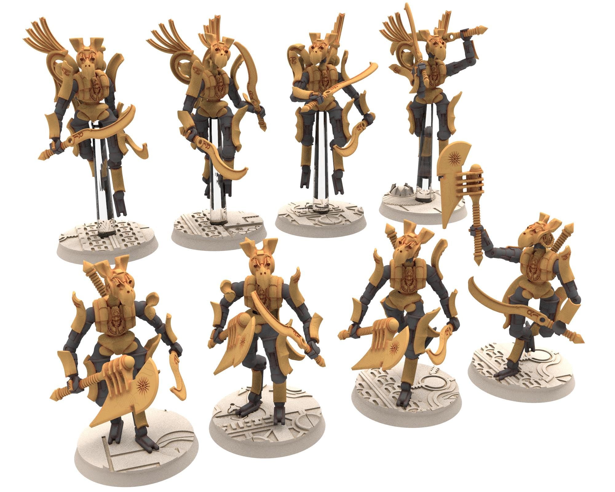 Cinan - Horus - Akhet - Chema: Assault, Battle Robot, space lord's guardians of the Necropolis, solid & modular posable miniatures