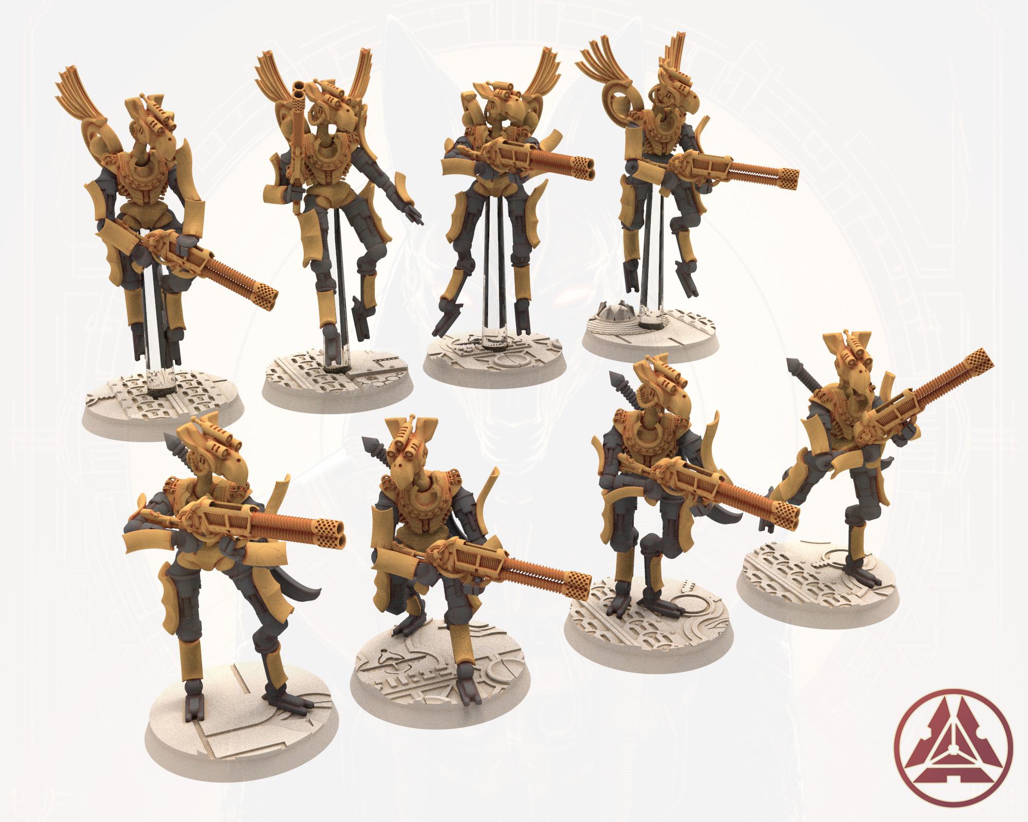 Cinan - Horus - Akhet - Hapirou: Assault, Battle Robot, space lord's guardians of the Necropolis, solid & modular posable miniatures