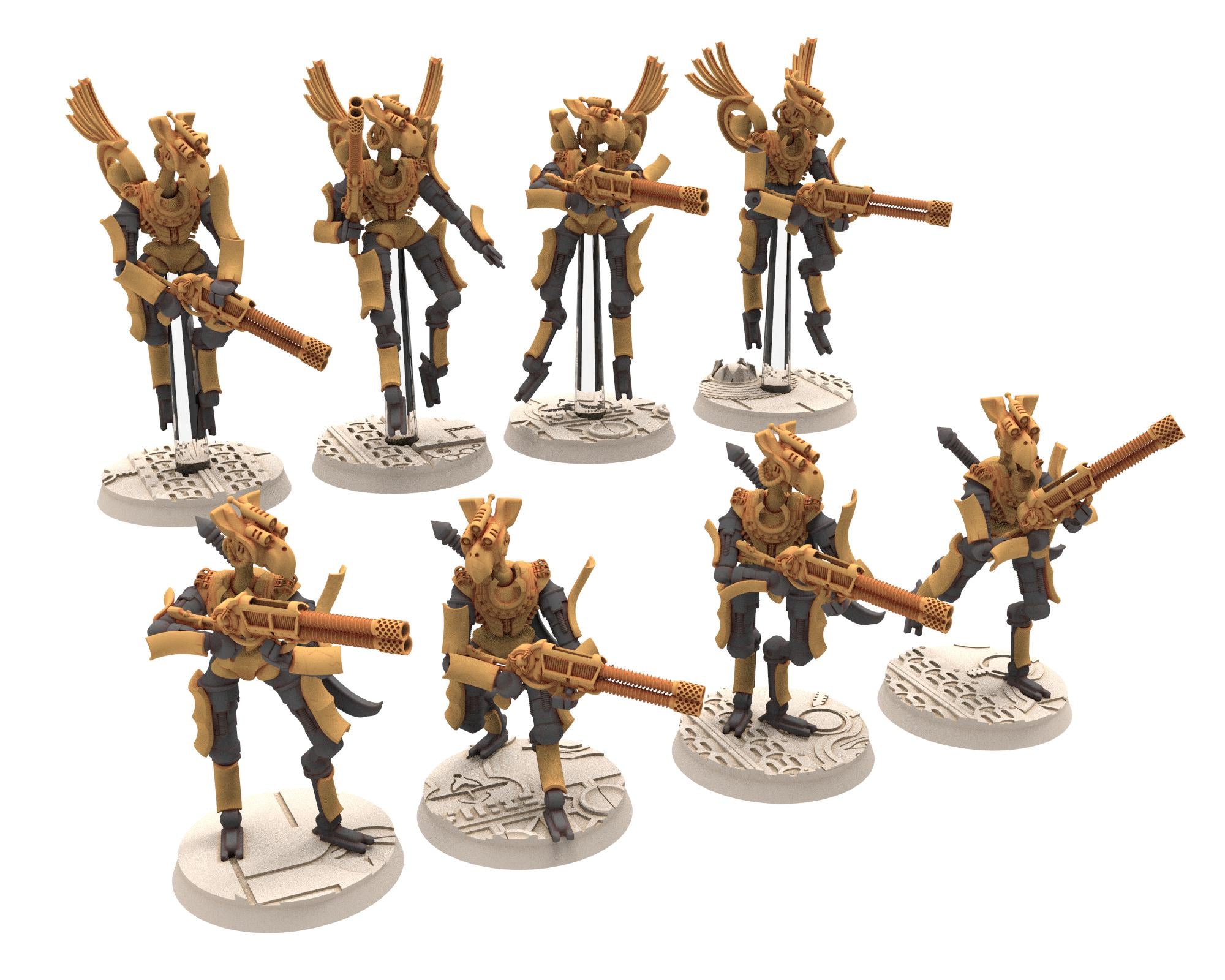 Cinan - Horus - Akhet - Hapirou: Assault, Battle Robot, space lord's guardians of the Necropolis, solid & modular posable miniatures