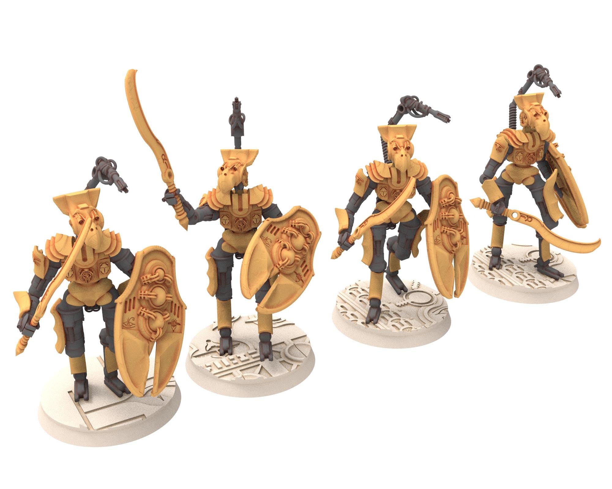 Cinan - Horus - Akhet - Mesout: Assault, Battle Robot, space lord's guardians of the Necropolis, solid & modular posable miniatures