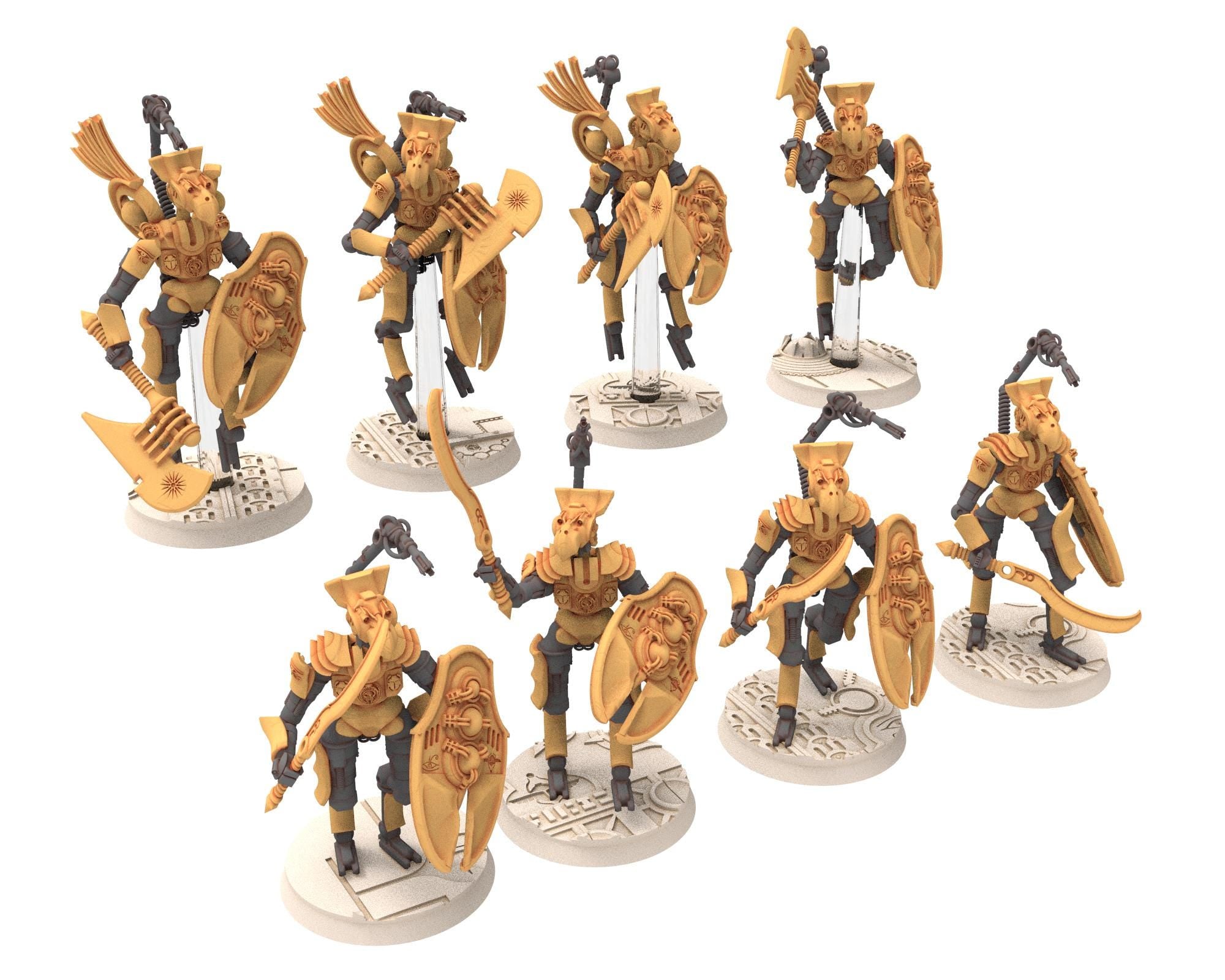 Cinan - Horus - Akhet - Mesout: Assault, Battle Robot, space lord's guardians of the Necropolis, solid & modular posable miniatures