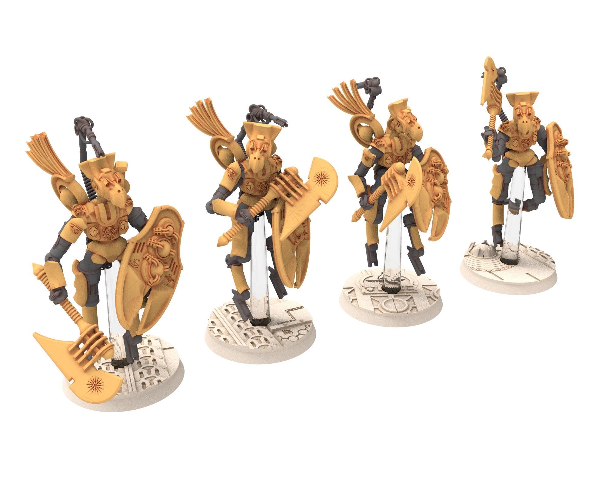 Cinan - Horus - Akhet - Mesout: Assault, Battle Robot, space lord's guardians of the Necropolis, solid & modular posable miniatures