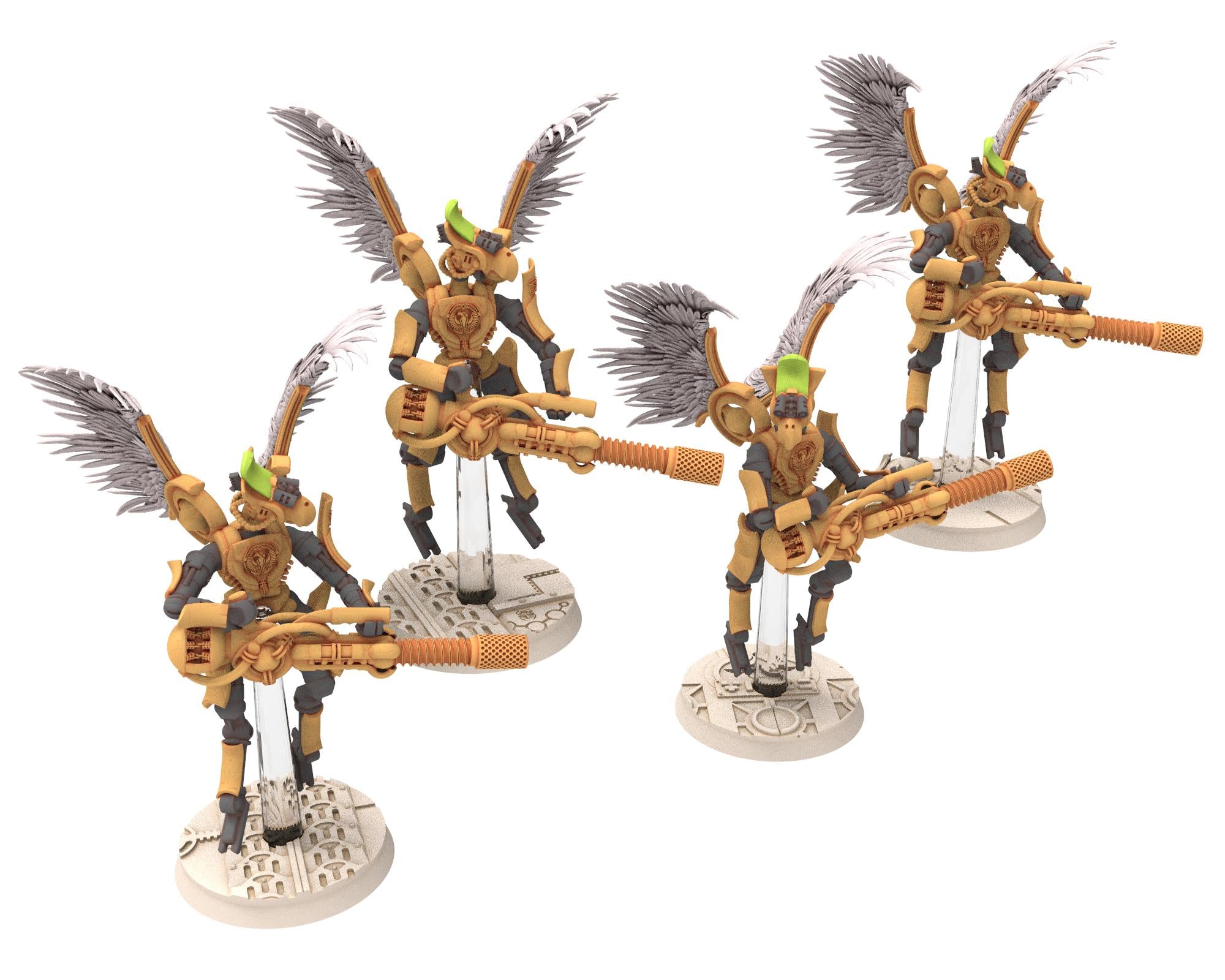 Cinan - Horus - Chemou - Kamose: Support, Battle Robot, space lord's guardians of the Necropolis, solid & modular posable miniatures