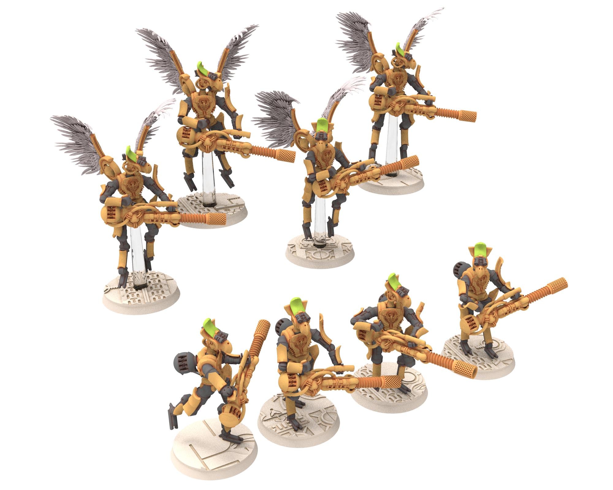 Cinan - Horus - Chemou - Kamose: Support, Battle Robot, space lord's guardians of the Necropolis, solid & modular posable miniatures