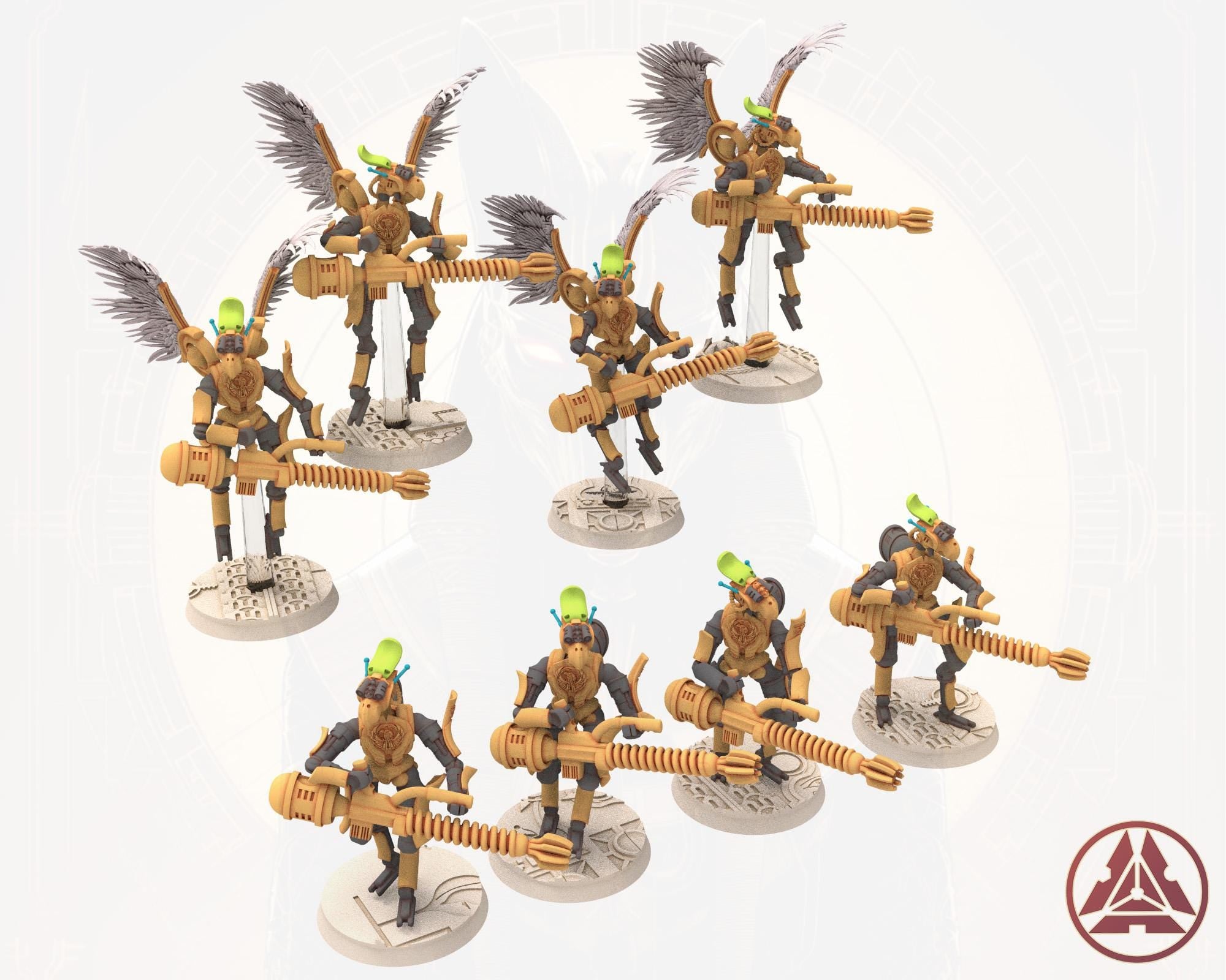 Cinan - Horus - Chemou - Khepresh: Support, Battle Robot, space lord's guardians of the Necropolis, solid & modular posable miniatures