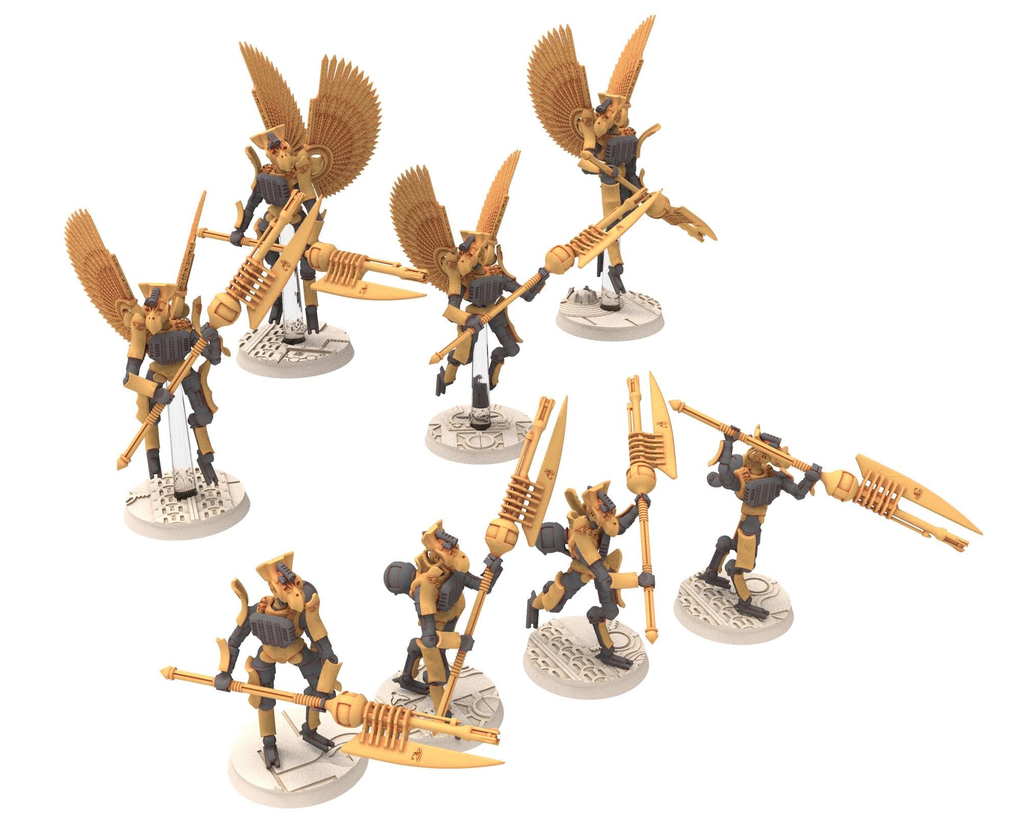 Cinan - Horus - Chemou - Maat: Support, Battle Robot, space lord's guardians of the Necropolis, solid & modular posable miniatures