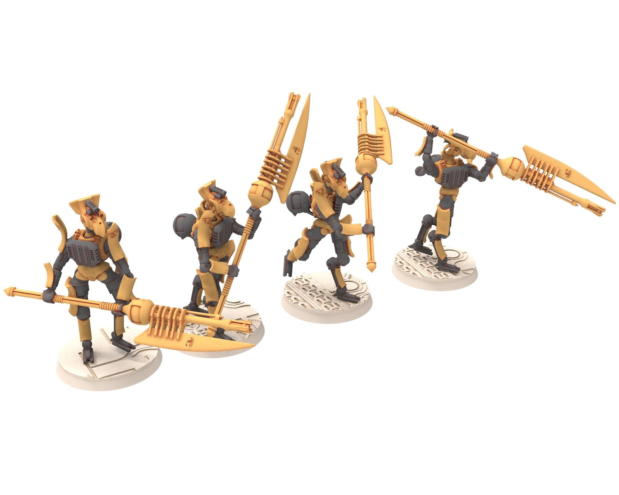 Cinan - Horus - Chemou - Maat: Support, Battle Robot, space lord's guardians of the Necropolis, solid & modular posable miniatures