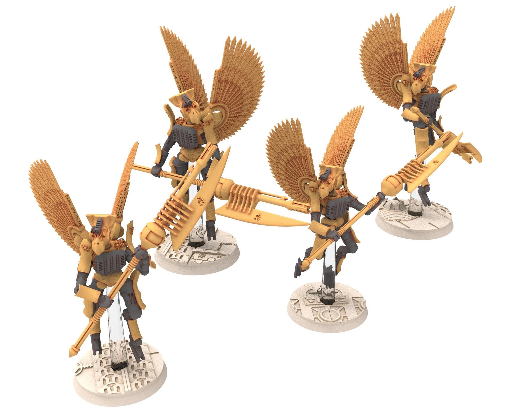 Cinan - Horus - Chemou - Maat: Support, Battle Robot, space lord's guardians of the Necropolis, solid & modular posable miniatures