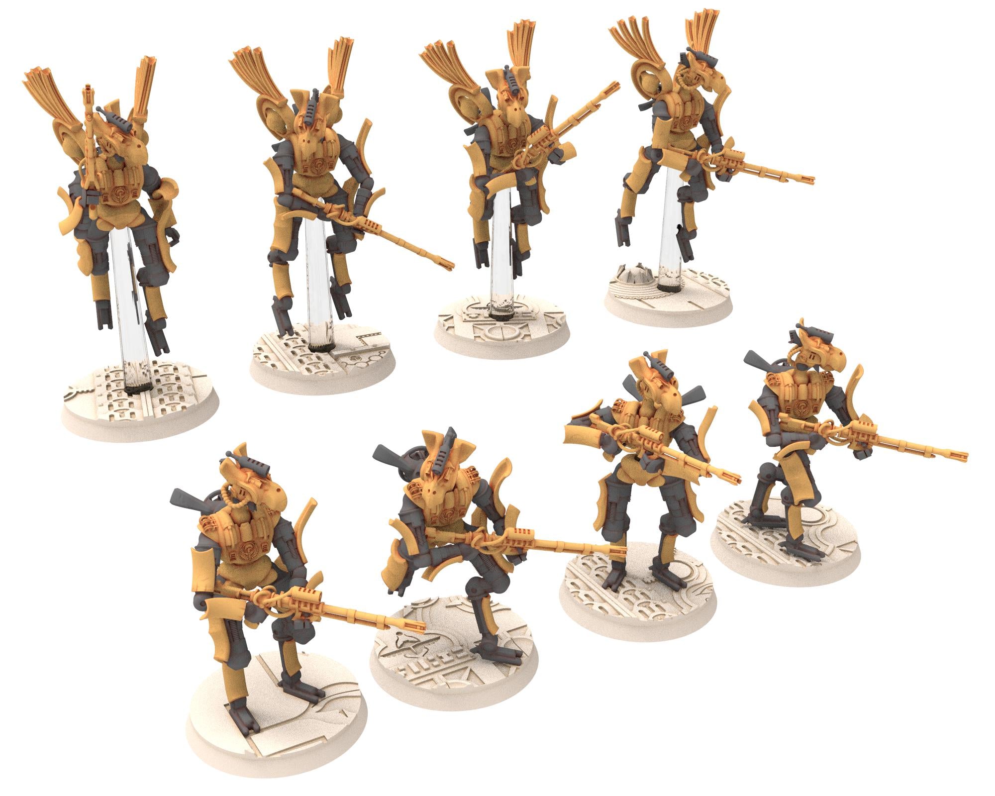 Cinan - Horus - Peret - Heru: Line, Battle Robot, space lord's guardians of the Necropolis, solid & modular posable miniatures