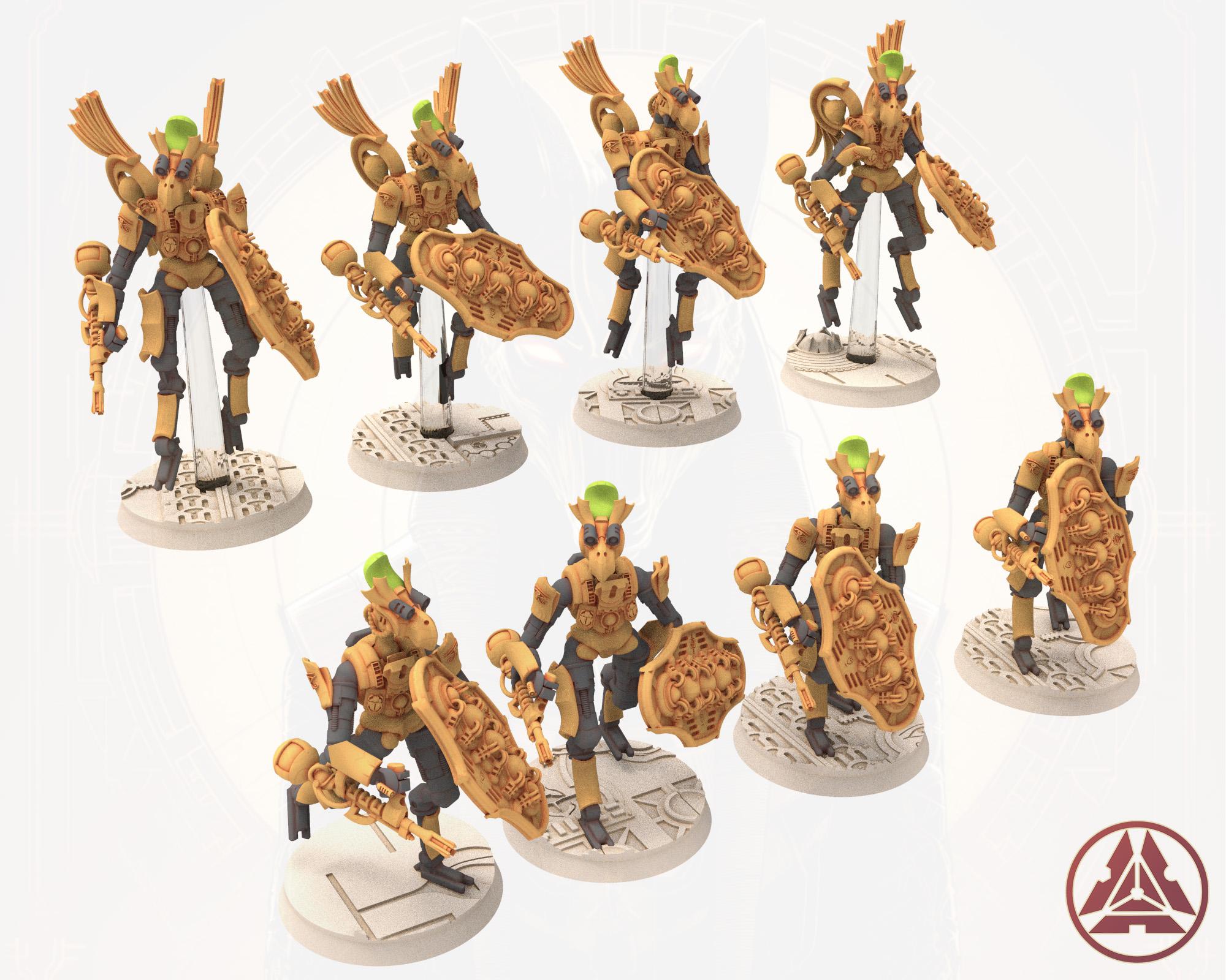 Cinan - Horus - Peret - Shabti: Line, Battle Robot, space lord's guardians of the Necropolis, solid & modular posable miniatures