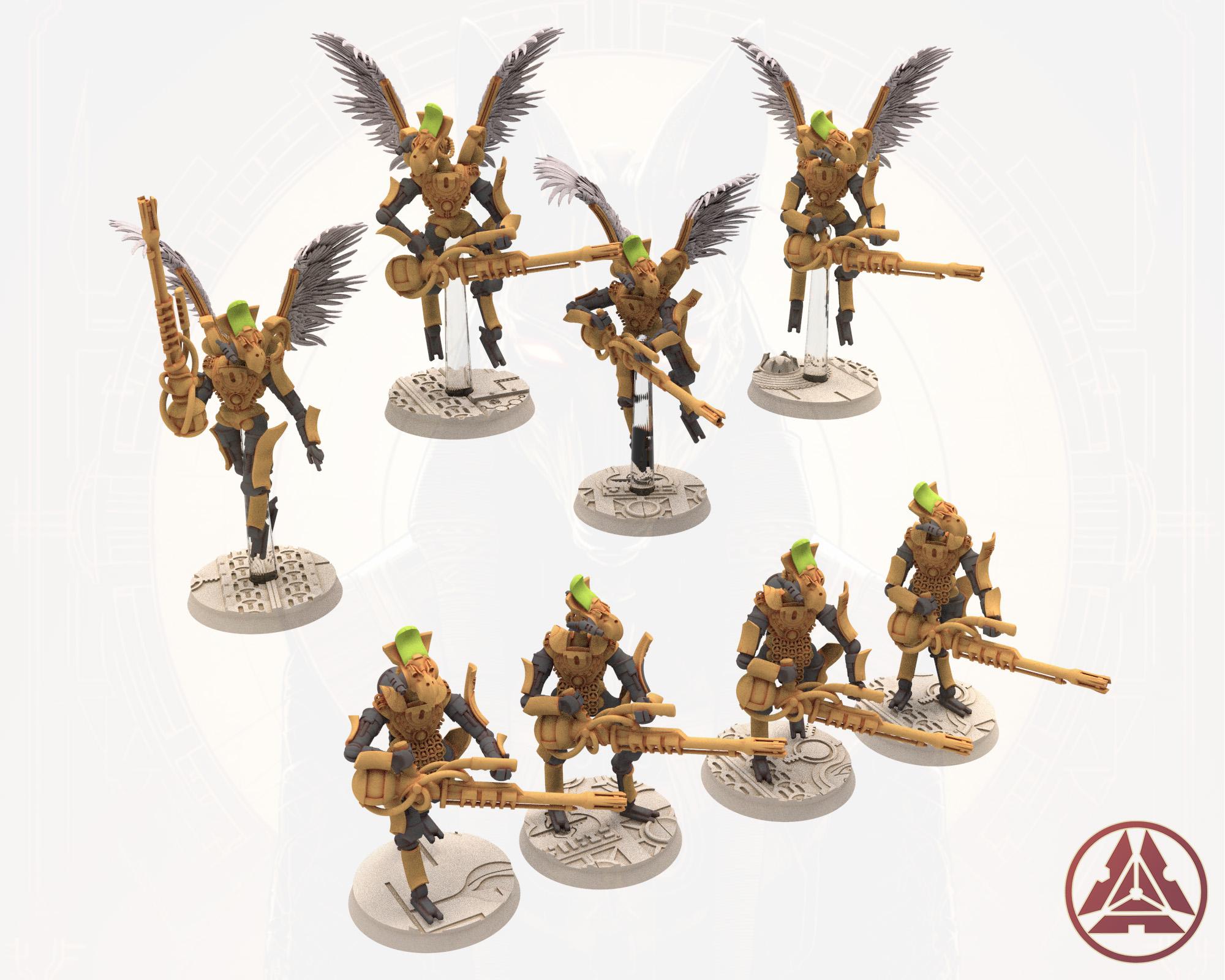 Cinan - Horus - Chemou - Hedjet: Support, Battle Robot, space lord's guardians of the Necropolis, solid & modular posable miniatures