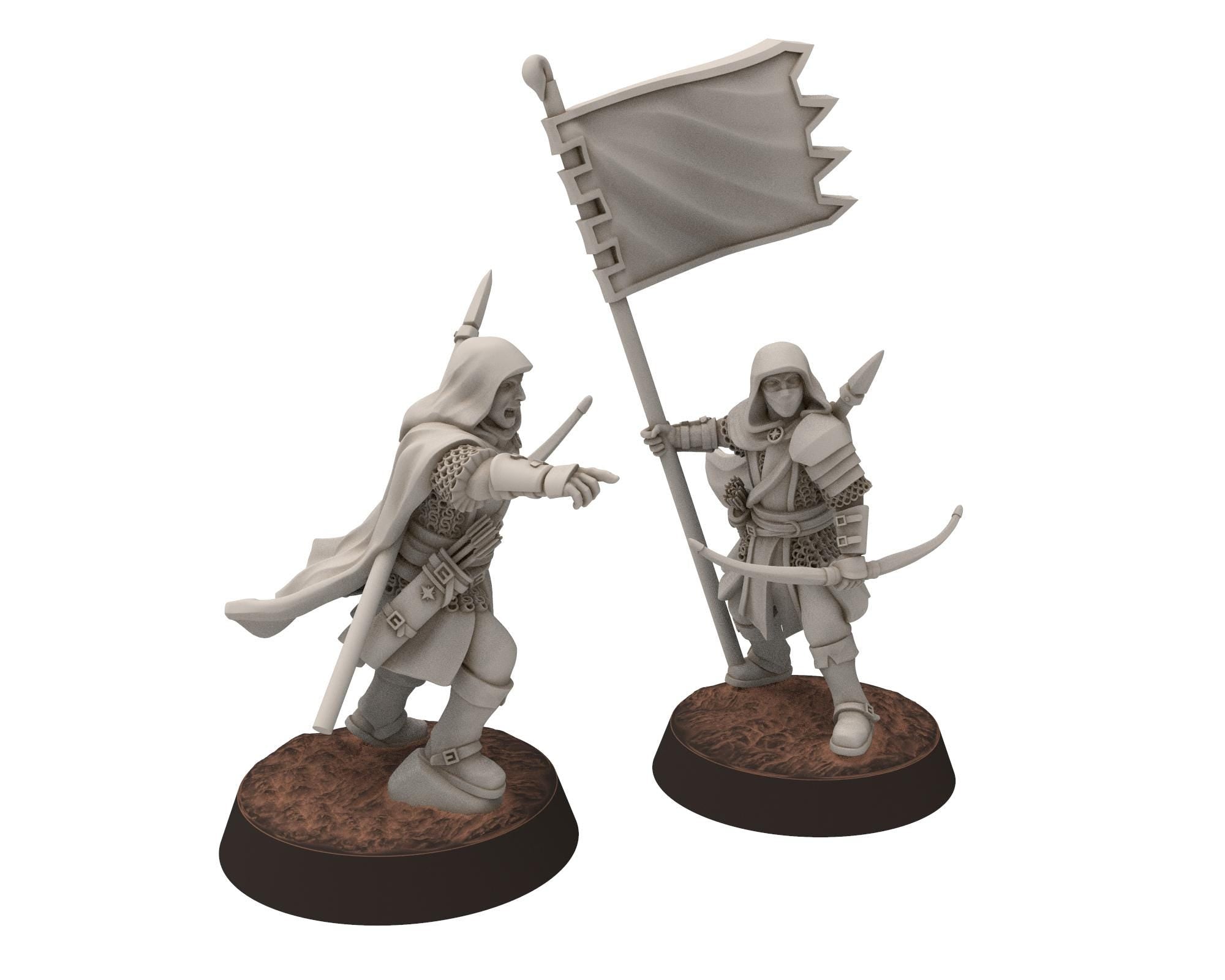 Gandor - Banner of the Rangers of the fiefdom, fief Archer, defender of the free men, miniature for wargame D&D, Lotr... Quatermaster 3D