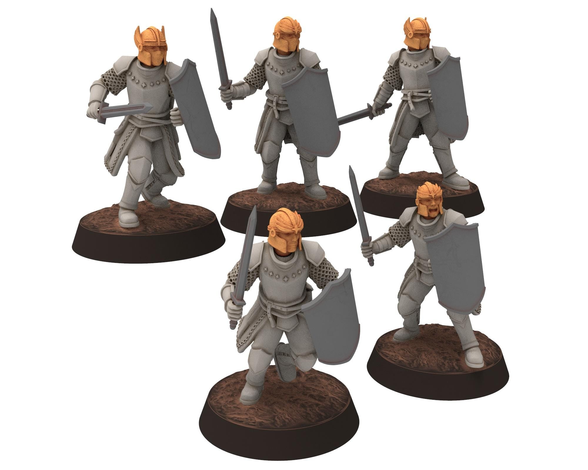 Gandor - Heavy men at arms with axes and shields, defenders of the free men realm, miniature for wargame D&D, Lotr... Quatermaster 3D