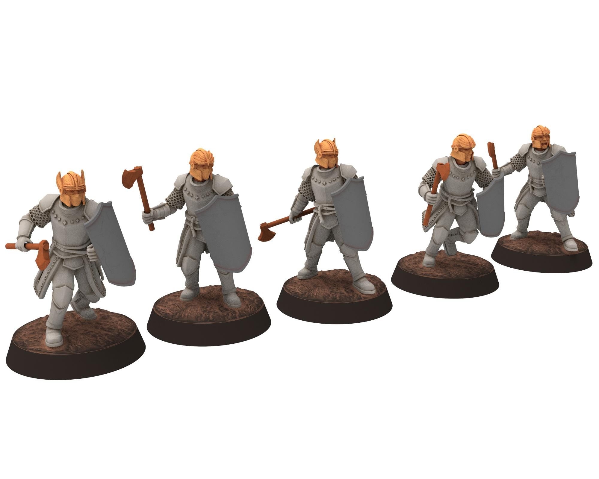 Gandor - Heavy men at arms with swords and shields, defenders of the free men realm, miniature for wargame D&D, Lotr... Quatermaster 3D