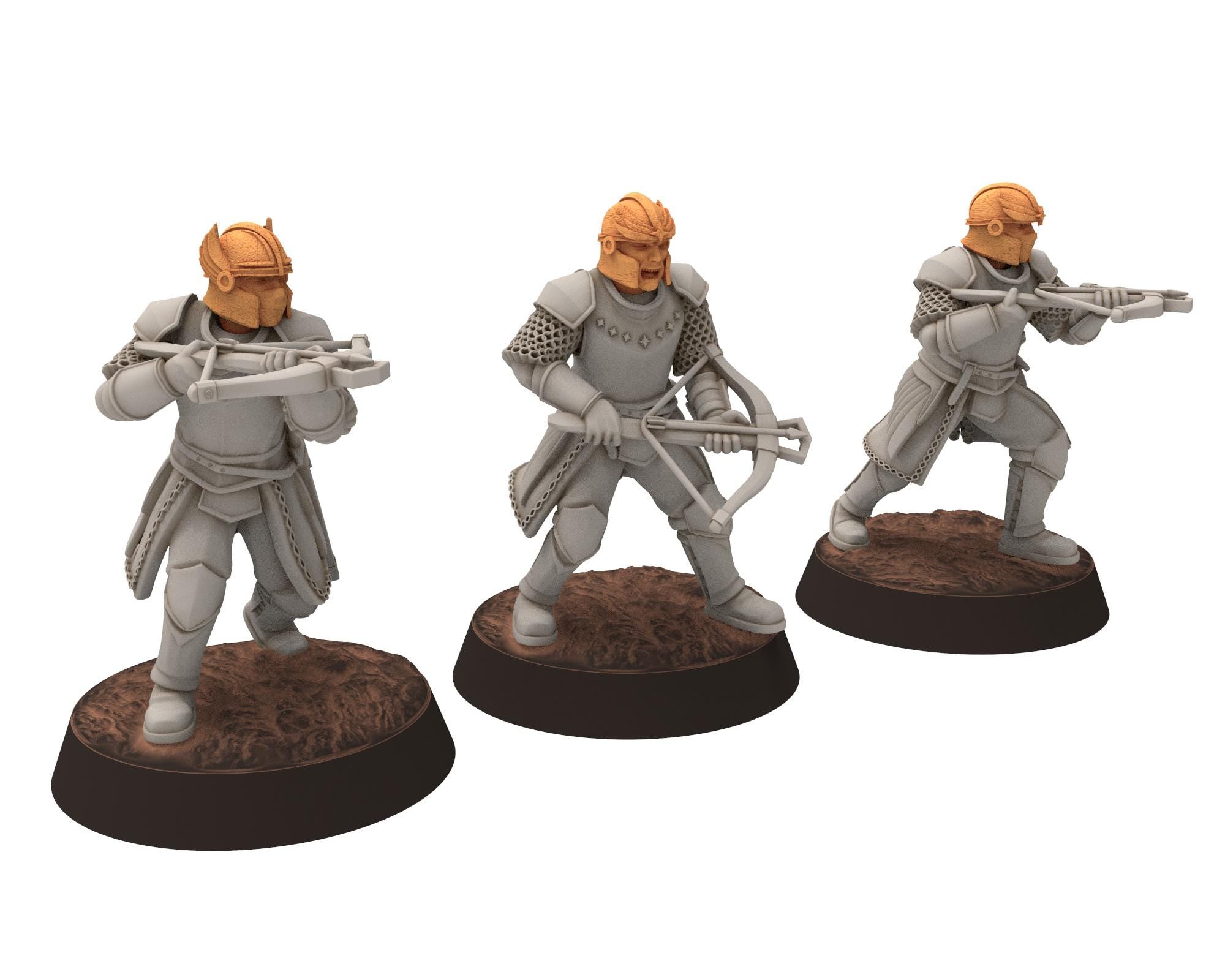 Gandor - Heavy men at arms with crossbows, defenders of the free men realm, miniature for wargame D&D, Lotr... Quatermaster 3D