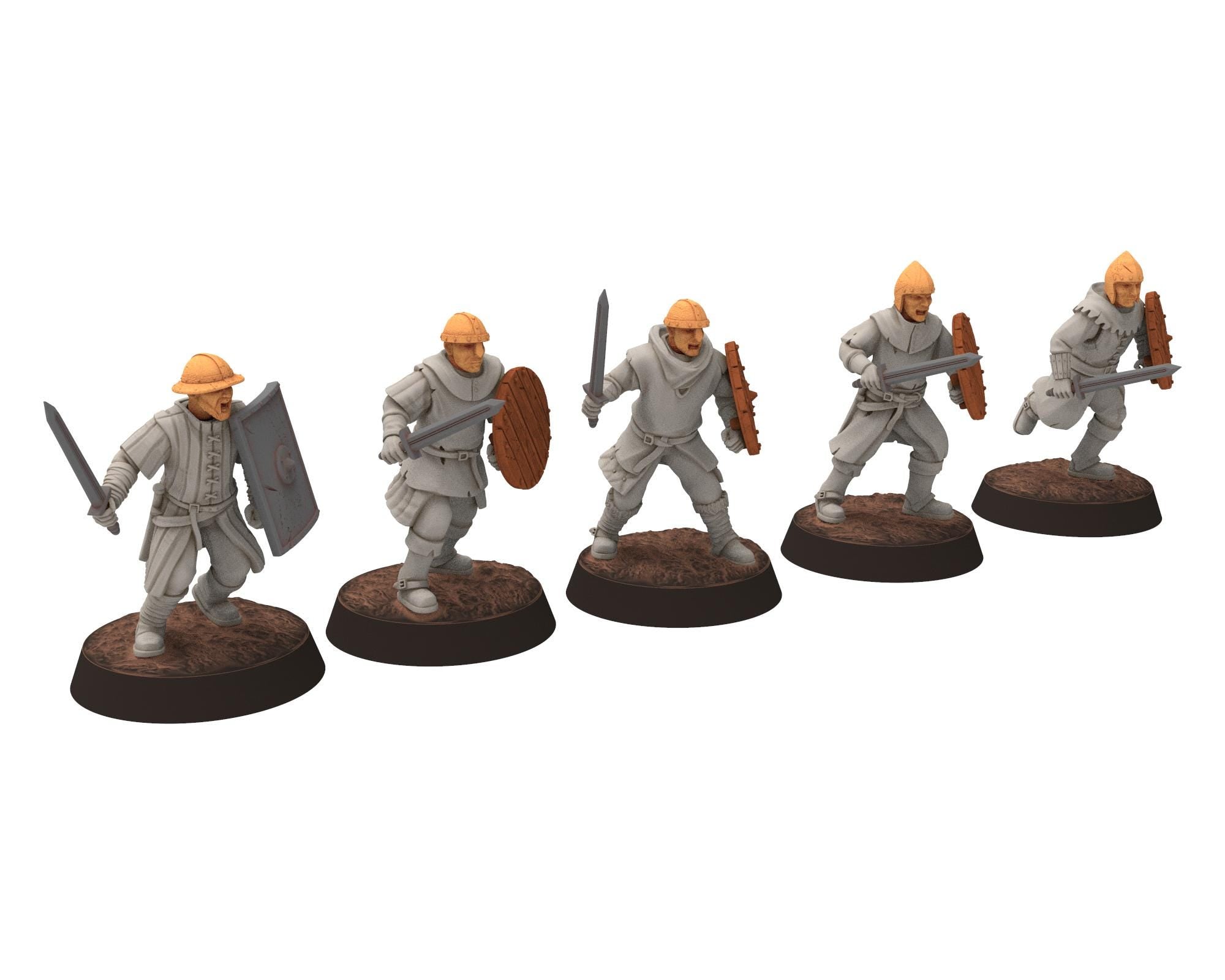 Gandor - Militia with spears and shields, defenders of the free men realm, for wargame D&D, Lotr... Quatermaster 3D custom modular miniature