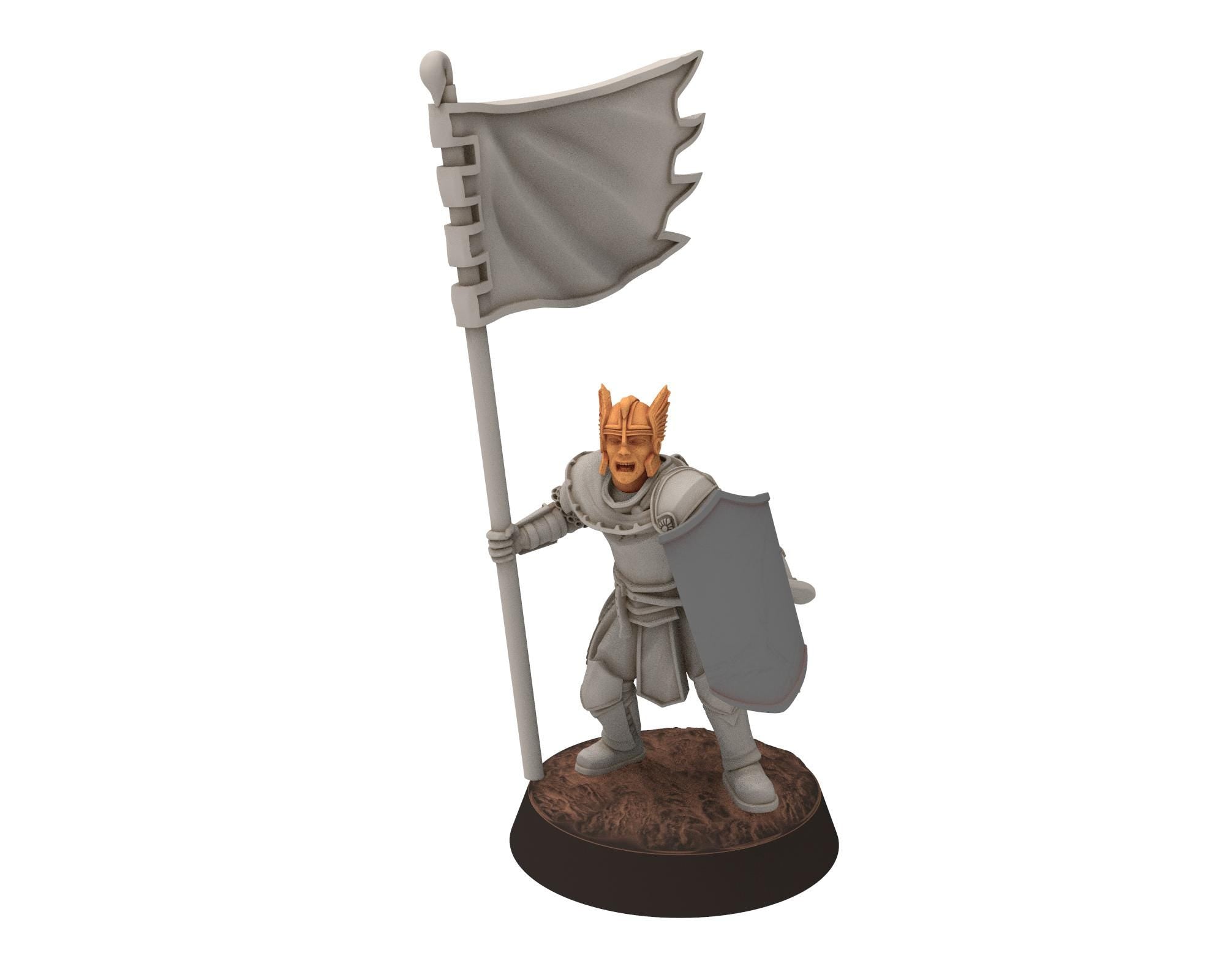 Gandor - Horn Blower of Fantasy Foot Knights, defenders of the free men realm, for wargame D&D, Lotr... Quatermaster 3D modular miniatures