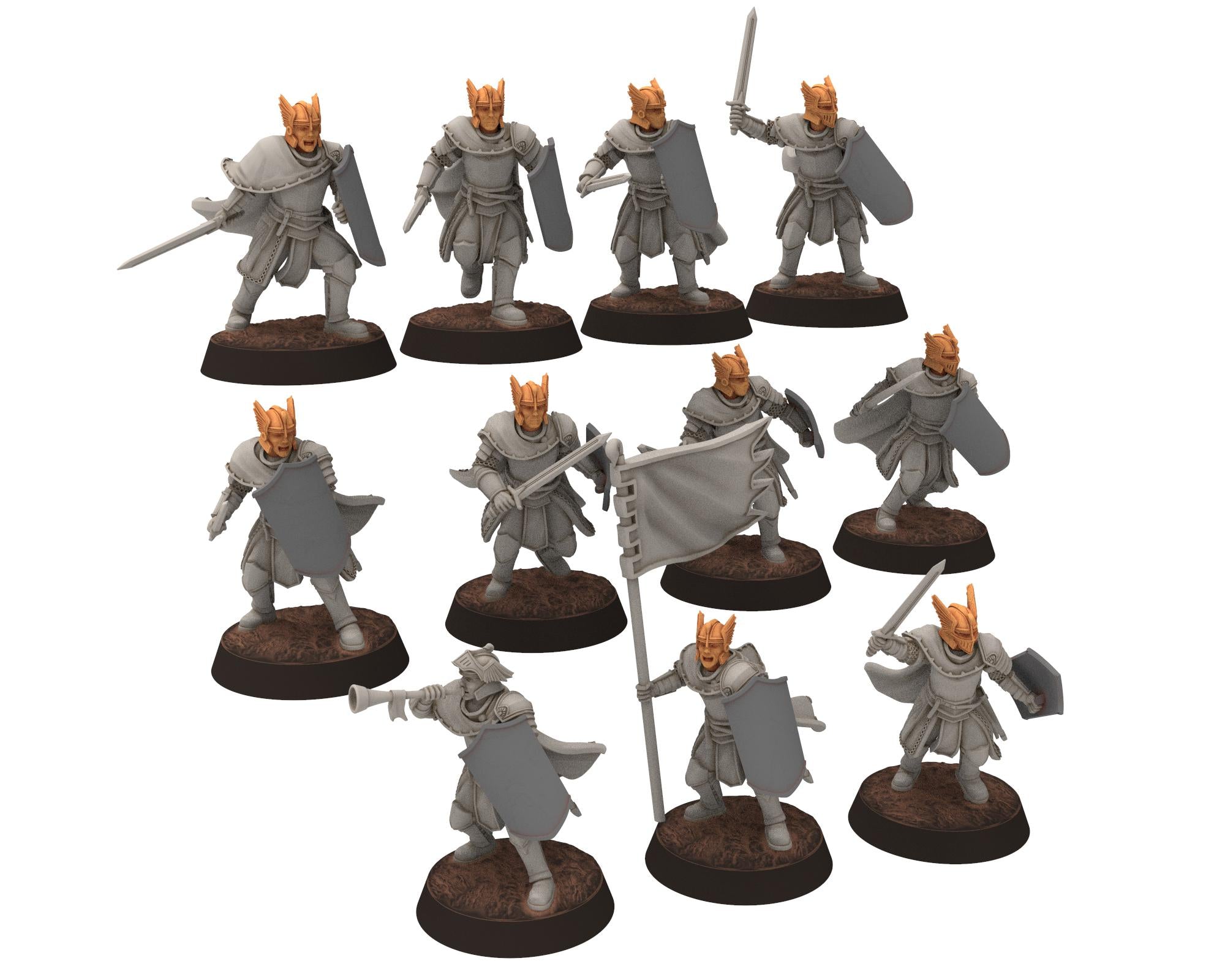 Gandor - Fantasy Foot Knights, defenders of the free men realm, for wargame D&D, Lotr... Quatermaster 3D modular miniatures