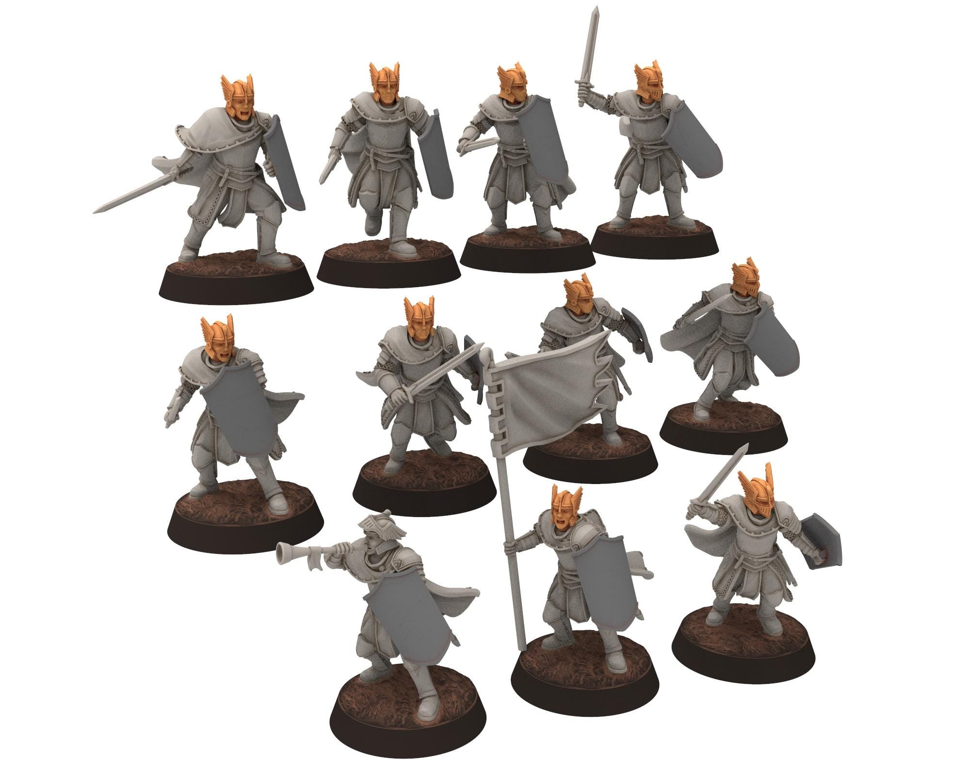 Gandor - Banner of Fantasy Foot Knights, defenders of the free men realm, for wargame D&D, Lotr... Quatermaster 3D modular miniatures