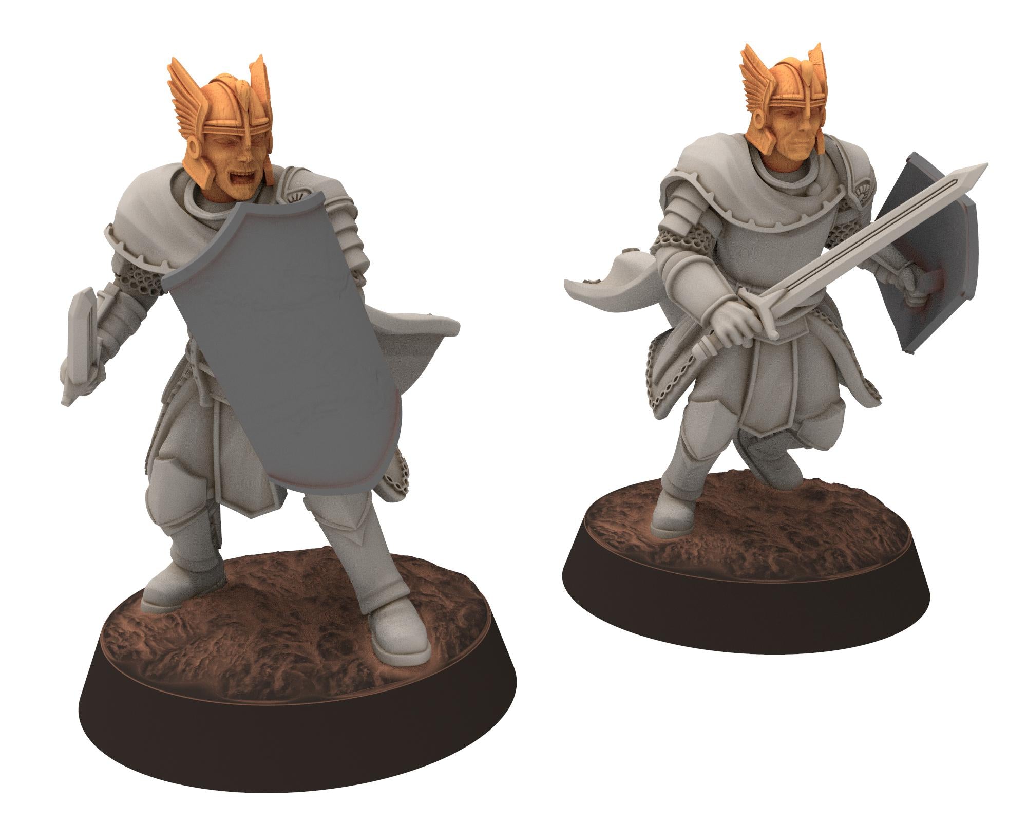 Gandor - Unit Bunble of Fantasy Foot Knights, defenders of the free men realm, for wargame D&D, Lotr... Quatermaster 3D modular miniatures