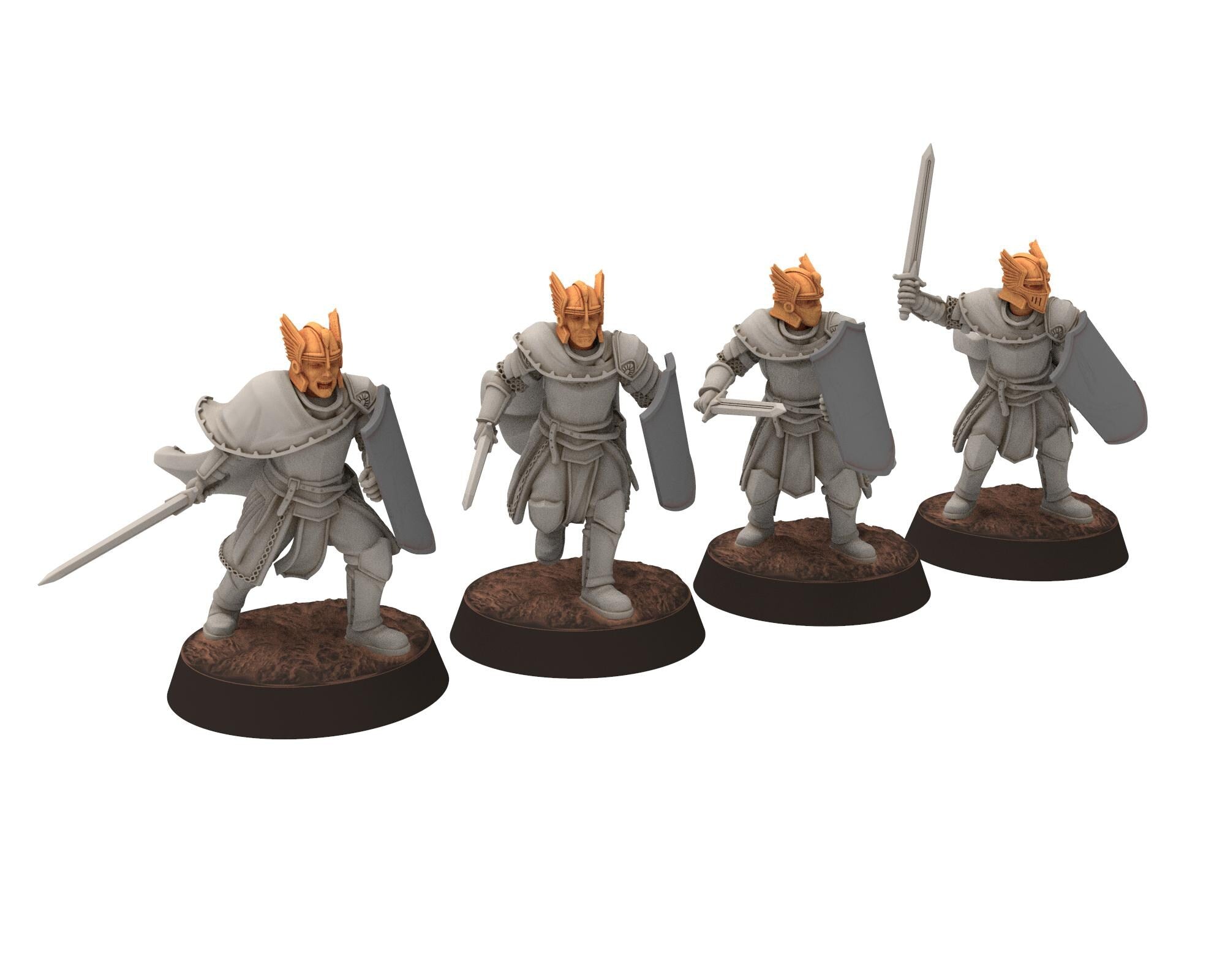 Gandor - Unit Bunble of Fantasy Foot Knights, defenders of the free men realm, for wargame D&D, Lotr... Quatermaster 3D modular miniatures