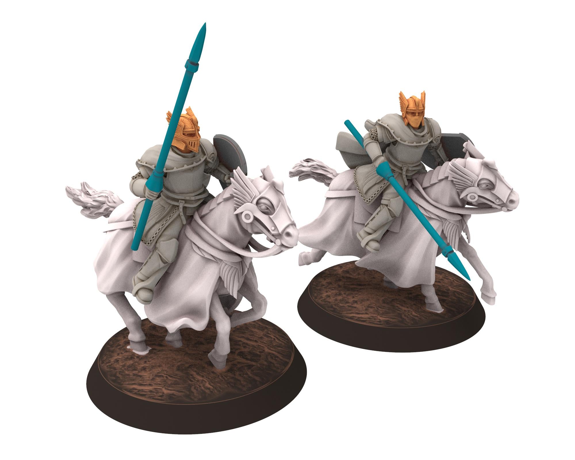 Gandor - Fantasy Mounted Knights, defenders of the free men realm, for wargame D&D, Lotr... Quatermaster 3D modular miniatures