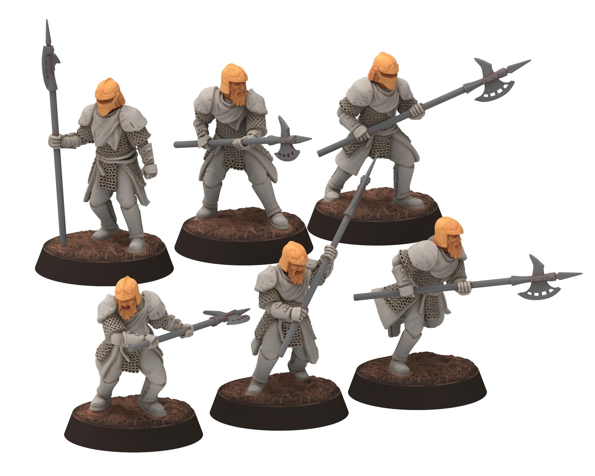 Gandor - Unit Bundle of City Guard Halberdiers, defenders of the free men realm, for wargame D&D, Lotr... Quatermaster 3D modular miniatures