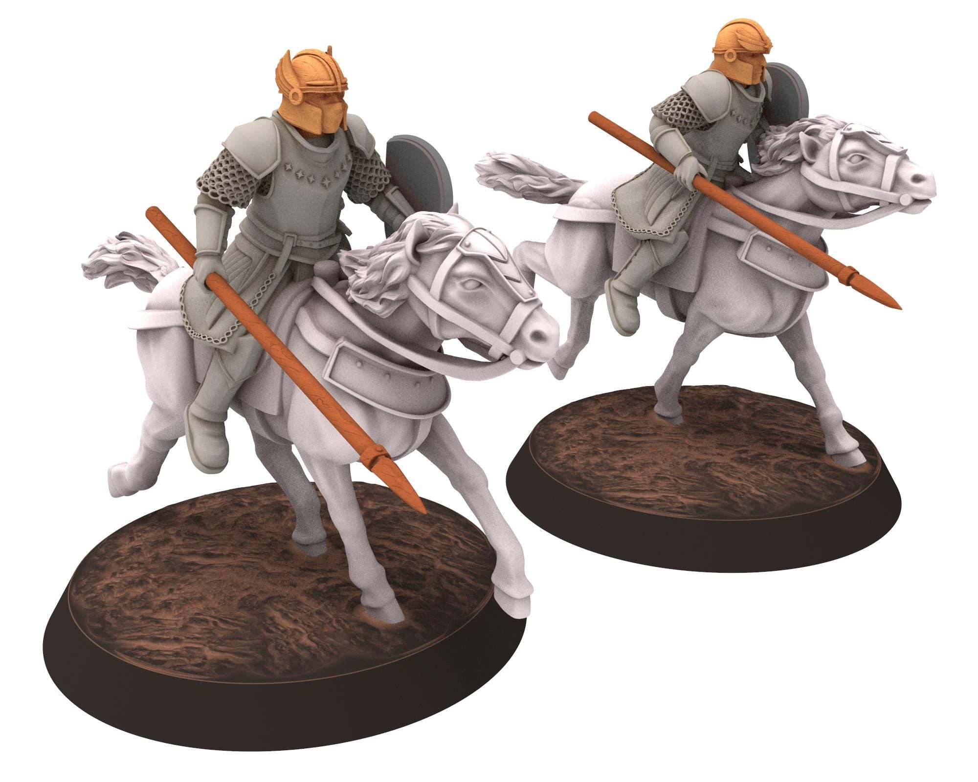 Gandor - x4 Horsemen, defenders of the free men realm, for wargame D&D, Lotr... Quatermaster 3D