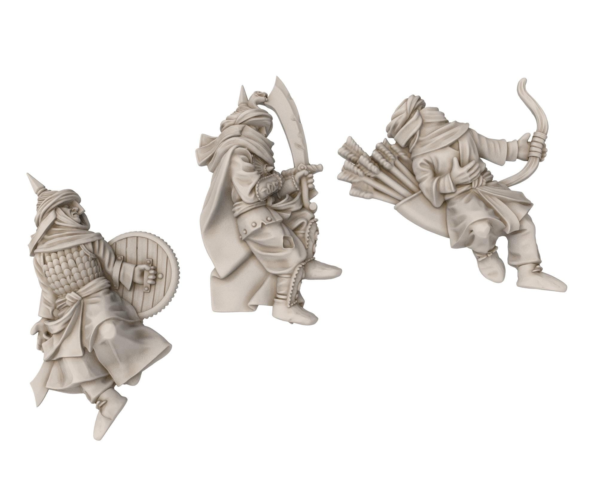 Harad - x6 Southron Casualties, Berber nomads, Harad Bedouin Arabs Sarazins Medbury miniatures for wargame D&D, Lotr...