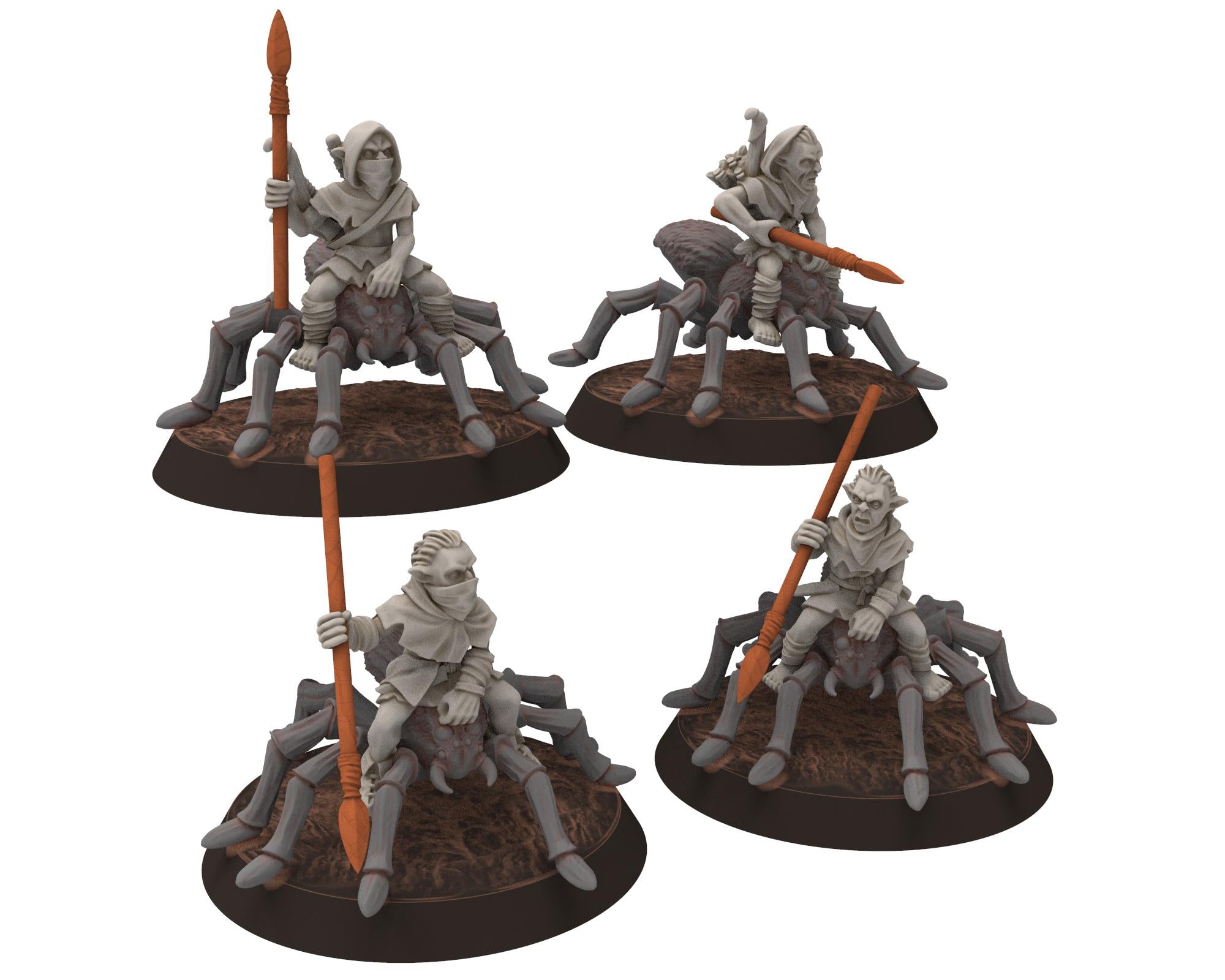 Goblin Cave - Goblin Marauders with Javelins, Tamed forest Spiders, Middle rings for wargame D&D, Lotr... Medbury miniatures