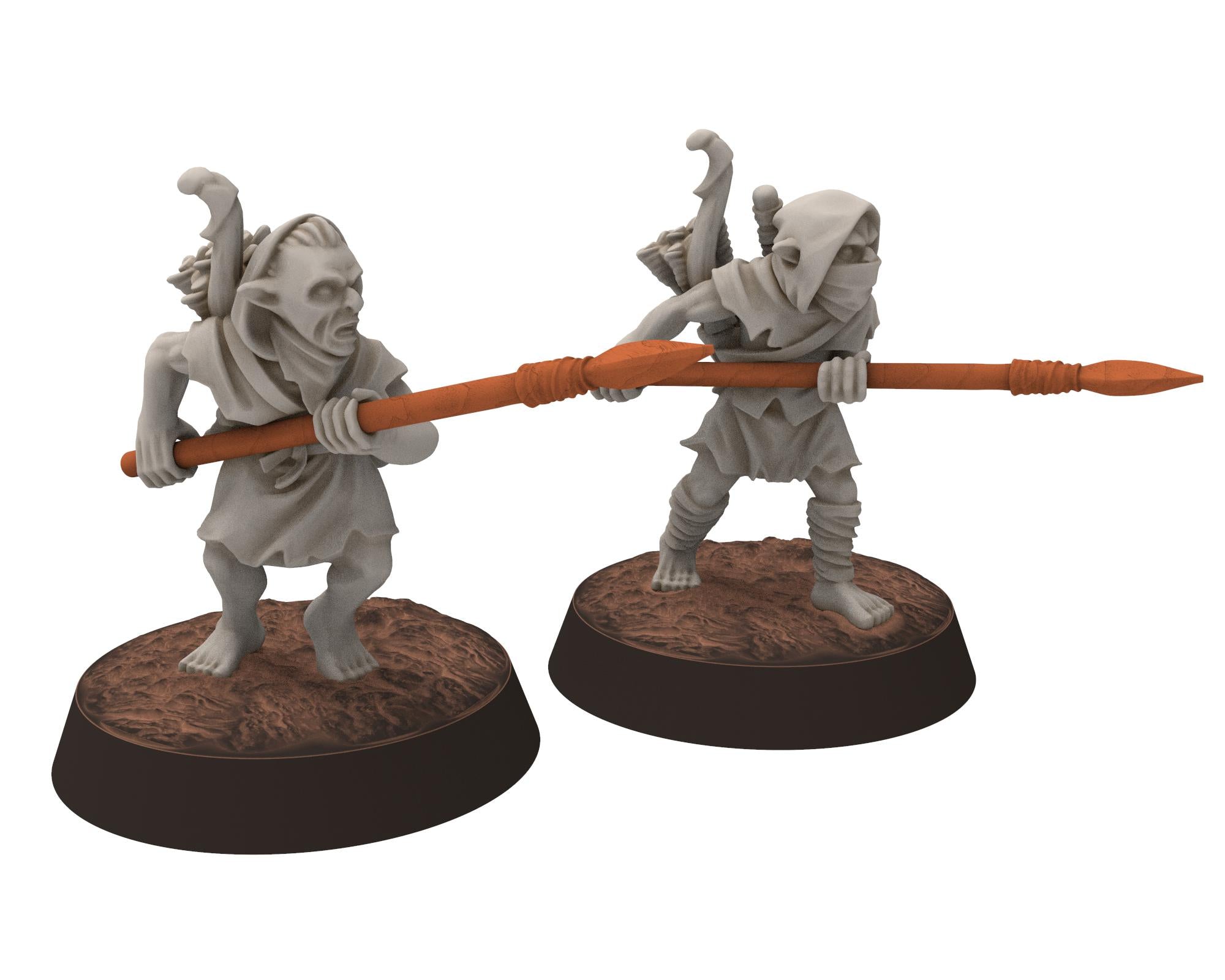 Goblin Cave - Goblin Marauders with Javelins, Tamed forest Spiders, Middle rings for wargame D&D, Lotr... Medbury miniatures