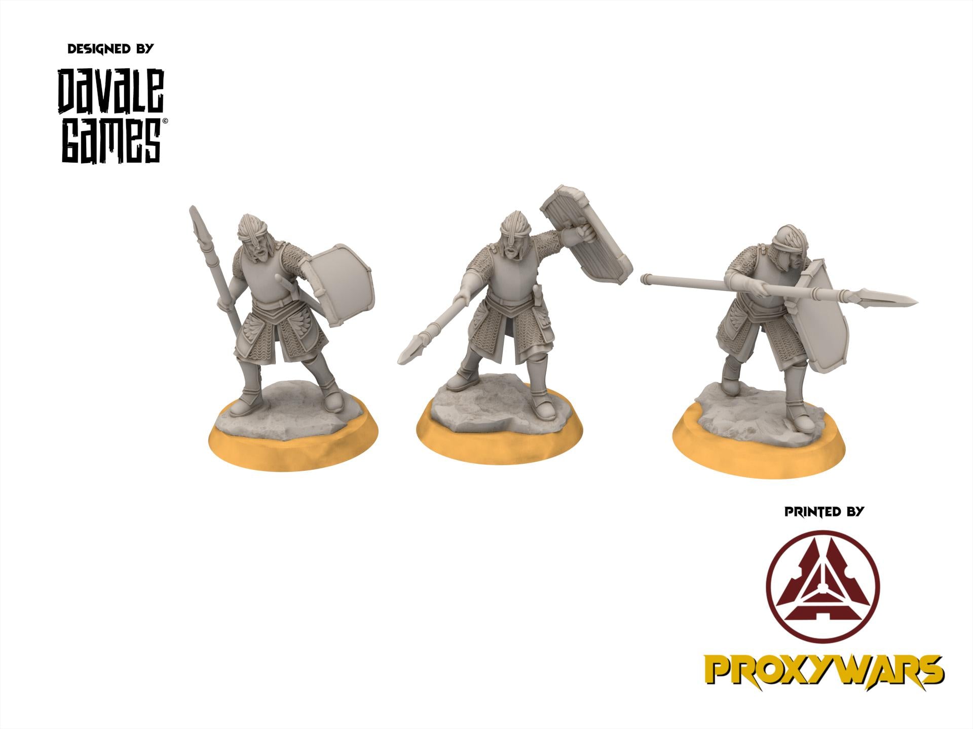 Ornor - x6 North Warriors with spearshield, Protectors of the Shire, Dune Din, Merbury, Bowmen, Scouts miniatures for wargame D&D, Lotr...