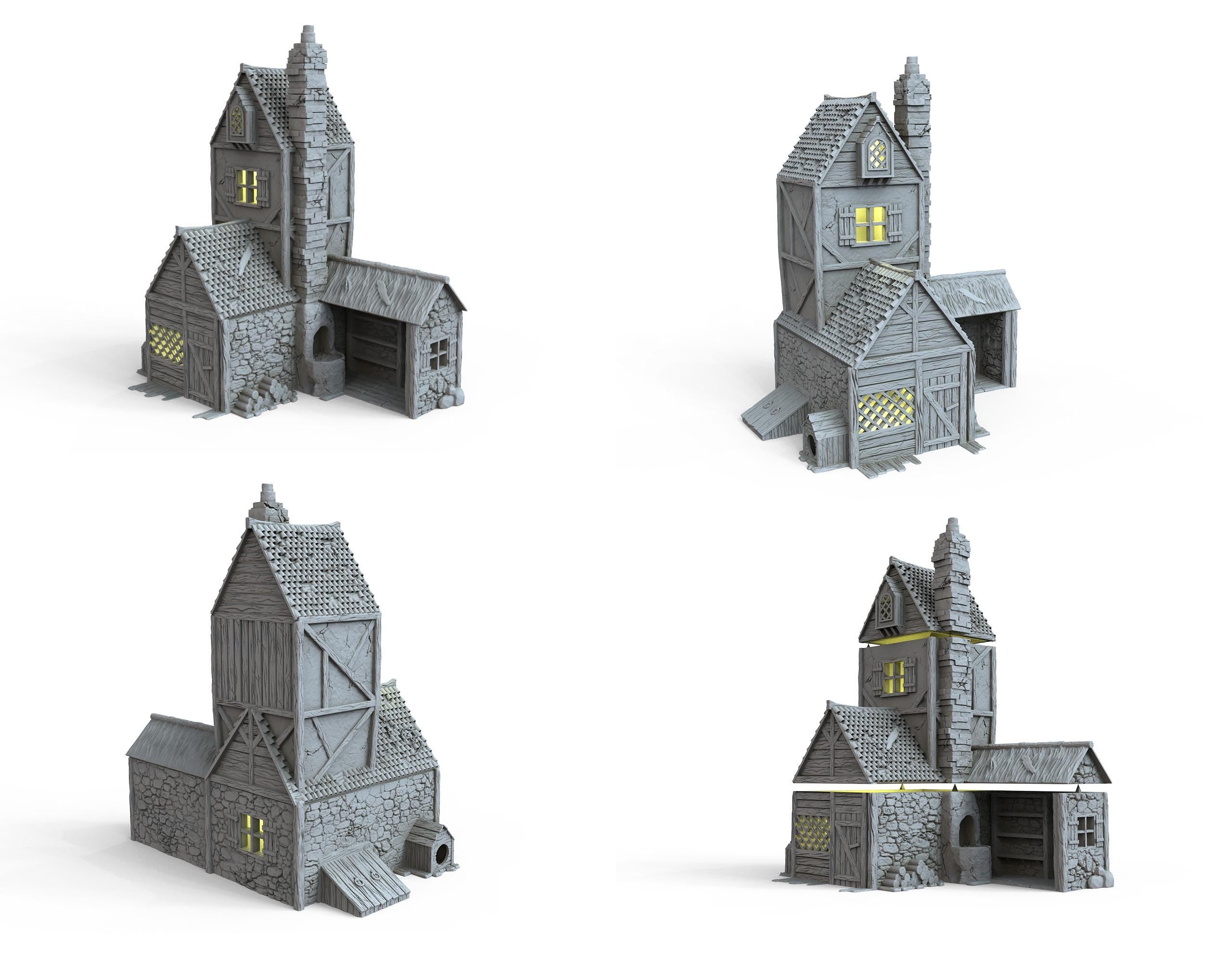 Medieval building - House 12 - PLA for Oldworld, Dungeon & Dragons, Frostgrave, Age of fantasy battle skirmish wargame