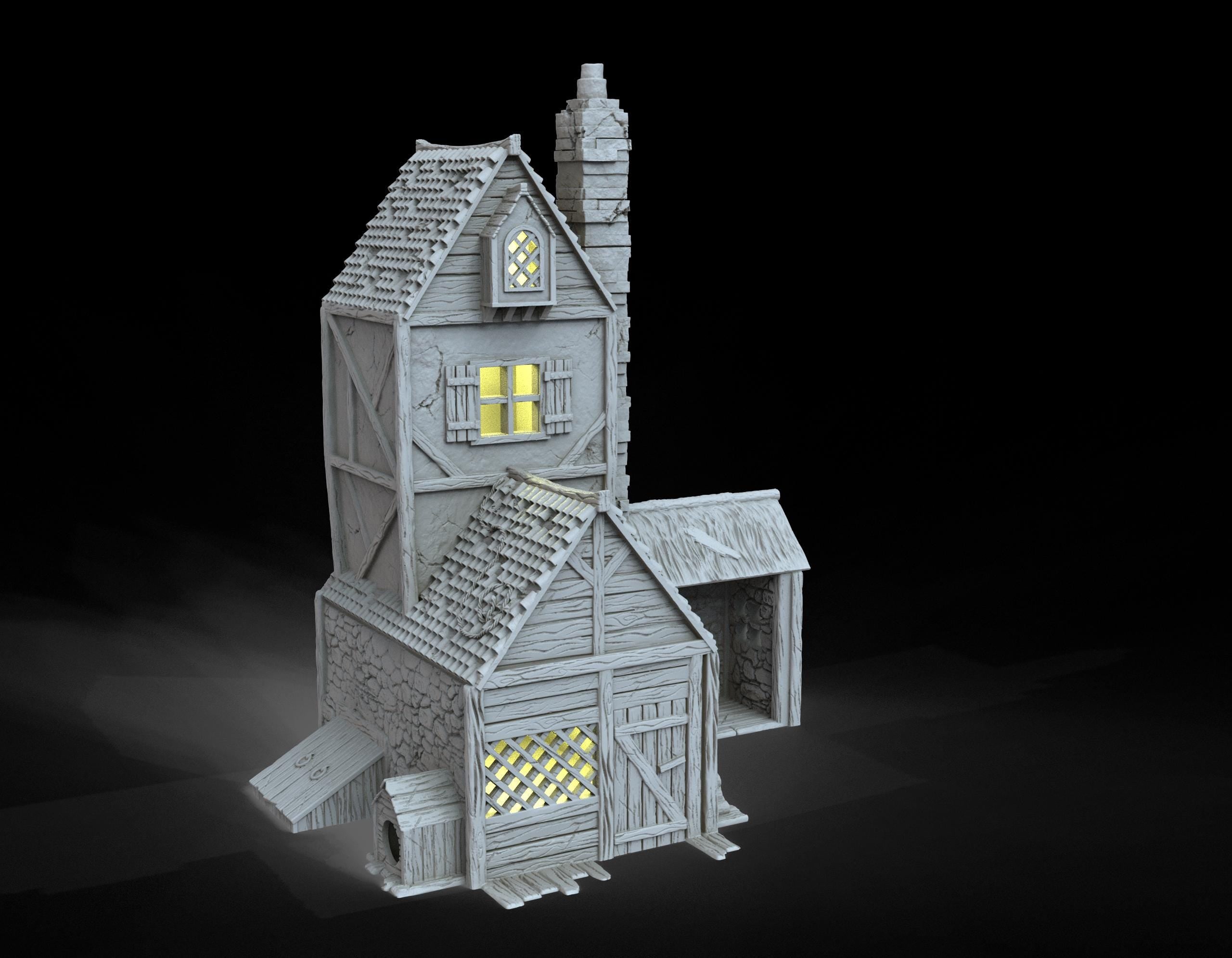 Medieval building - House 12 - PLA for Oldworld, Dungeon & Dragons, Frostgrave, Age of fantasy battle skirmish wargame