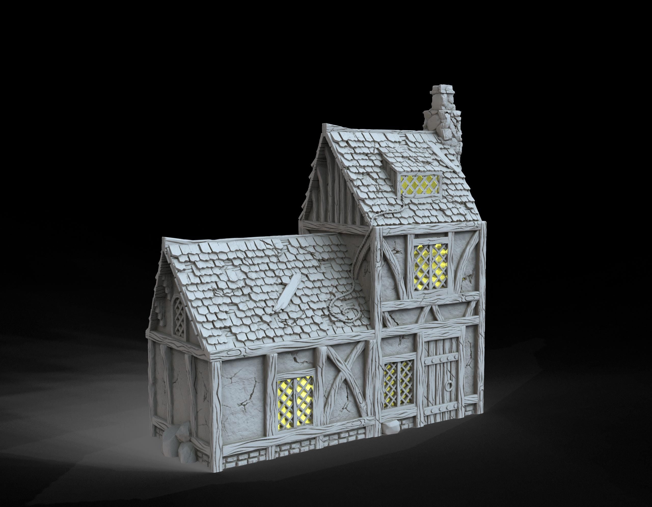 Medieval building - House 13 - PLA for Oldworld, Dungeon & Dragons, Frostgrave, Age of fantasy battle skirmish wargame