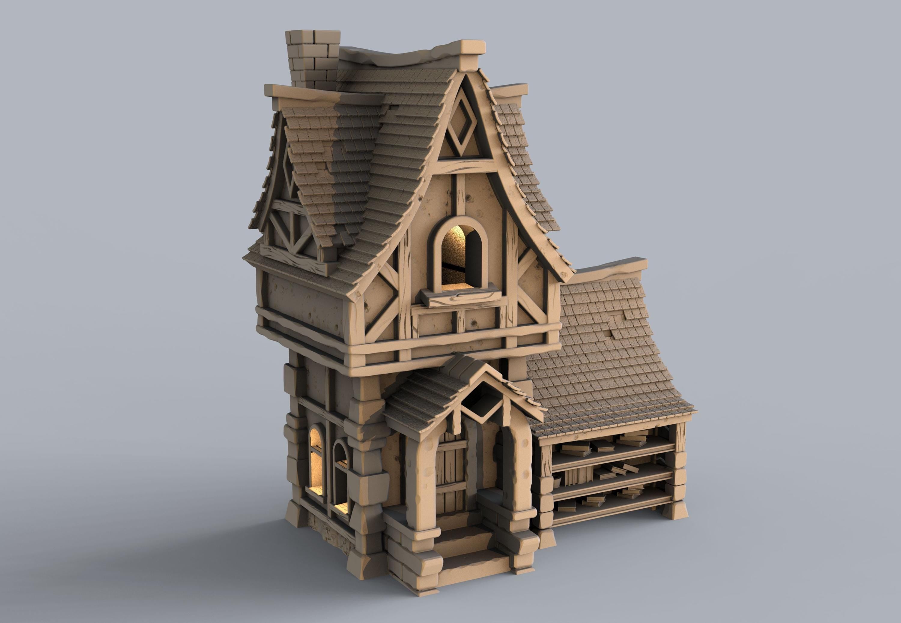 Medieval building - House 21 - PLA for Oldworld, Dungeon & Dragons, Frostgrave, Age of fantasy battle skirmish wargame