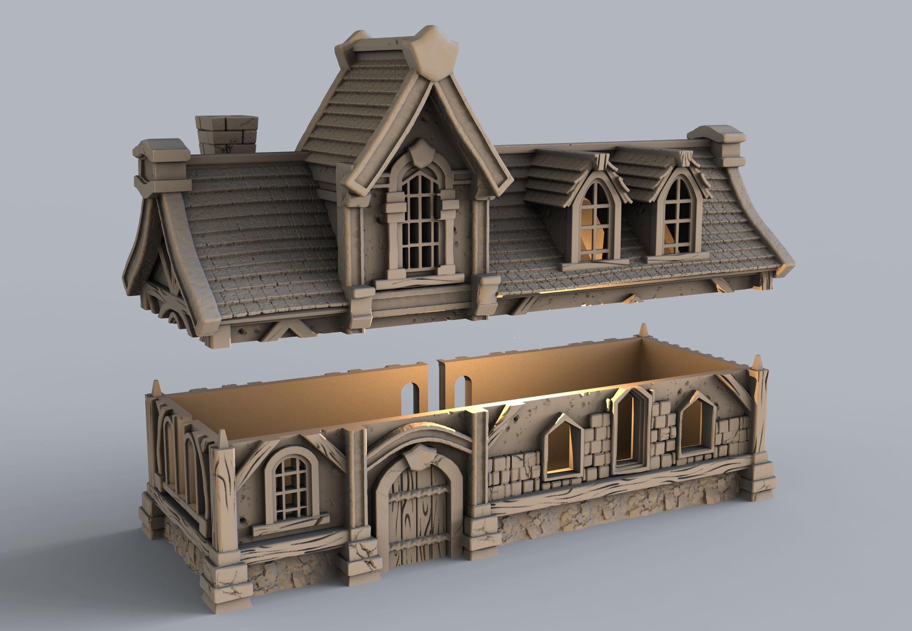 Medieval building - House 23 - PLA for Oldworld, Dungeon & Dragons, Frostgrave, Age of fantasy battle skirmish wargame