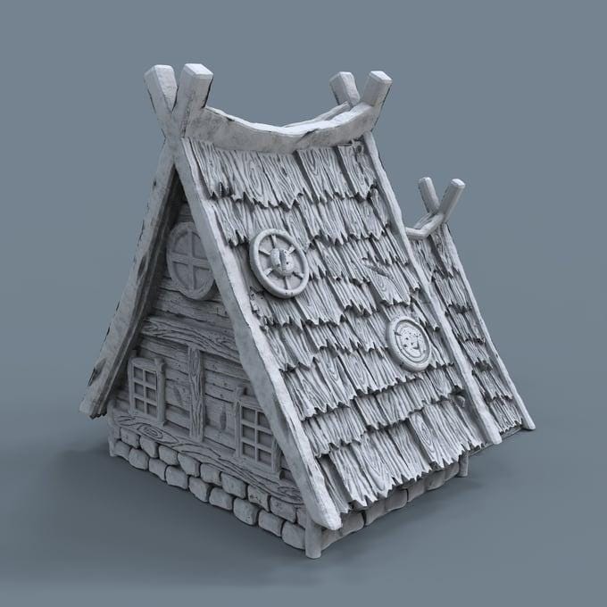 Viking building - Norsemen House 01 - Scenery for Norse Saga, Dungeon & Dragons, Frostgrave, Age of fantasy battle skirmish wargame PLA