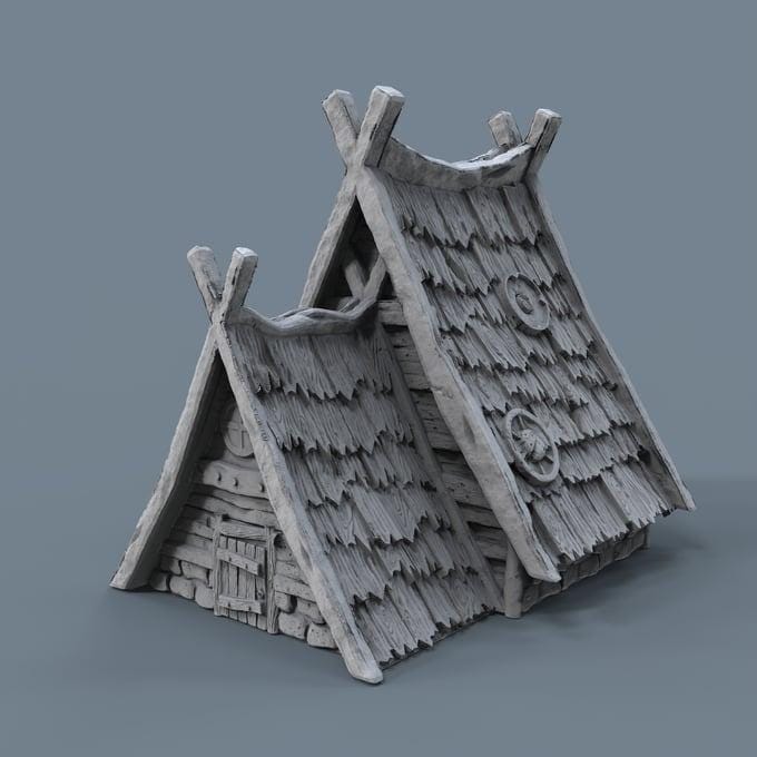 Viking building - Norsemen House 01 - Scenery for Norse Saga, Dungeon & Dragons, Frostgrave, Age of fantasy battle skirmish wargame PLA