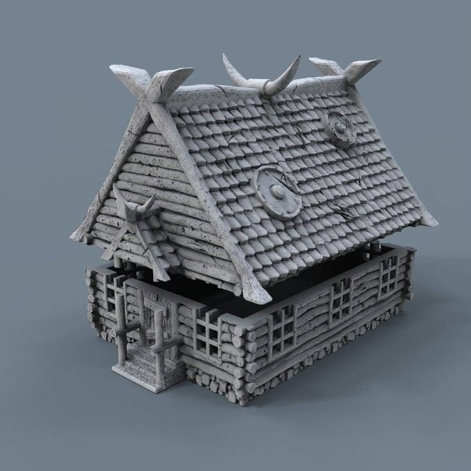 Viking building - Norsemen House 03 - Scenery for Norse Saga, Dungeon & Dragons, Frostgrave, Age of fantasy battle skirmish wargame PLA