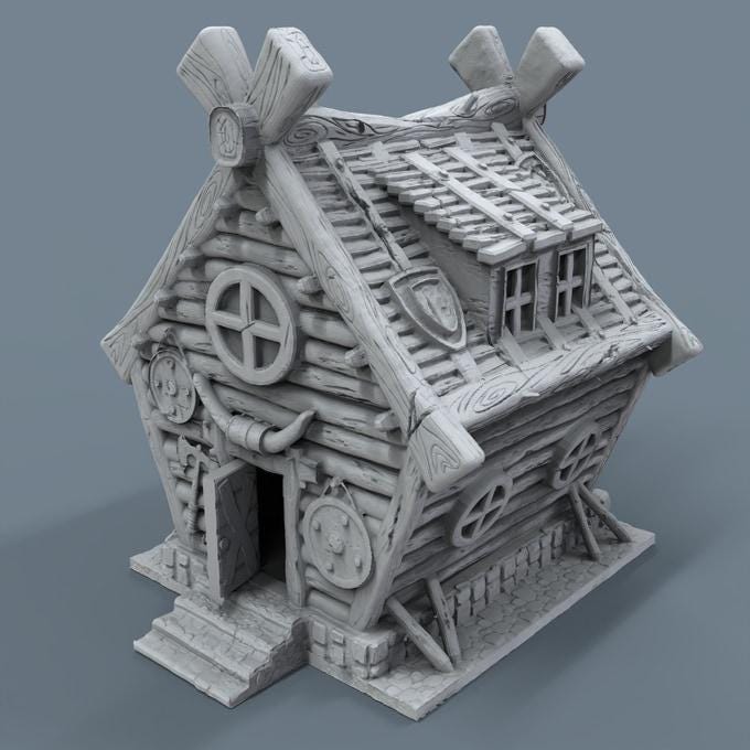 Viking building - Norsemen House 04 - Scenery for Norse Saga, Dungeon & Dragons, Frostgrave, Age of fantasy battle skirmish wargame PLA