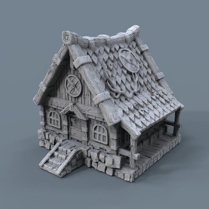 Viking building - Norsemen House 07 - Scenery for Norse Saga, Dungeon & Dragons, Frostgrave, Age of fantasy battle skirmish wargame PLA