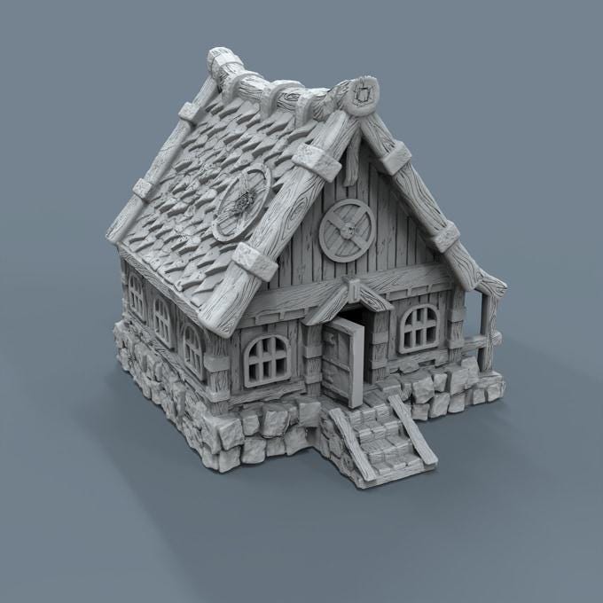 Viking building - Norsemen House 07 - Scenery for Norse Saga, Dungeon & Dragons, Frostgrave, Age of fantasy battle skirmish wargame PLA