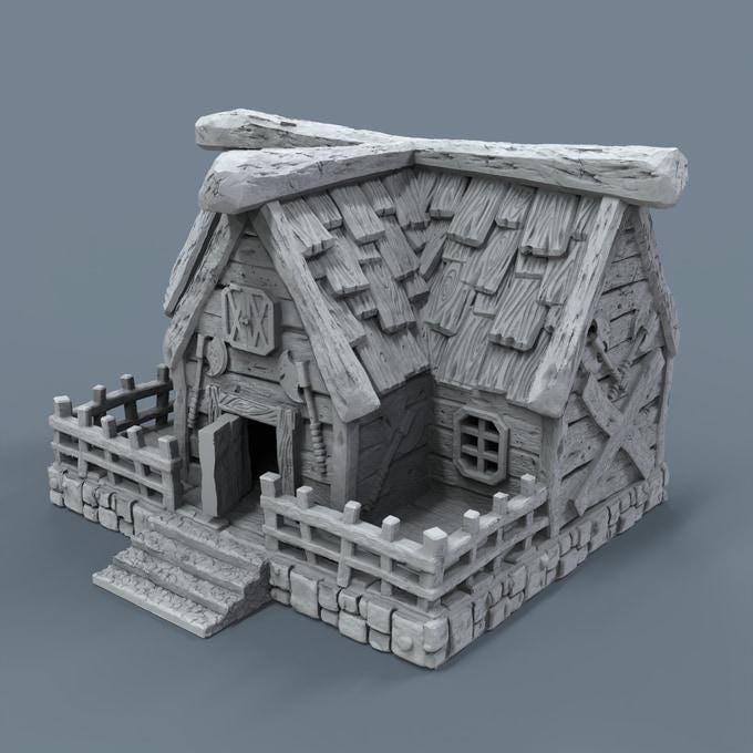 Viking building - Norsemen House 09 - Scenery for Norse Saga, Dungeon & Dragons, Frostgrave, Age of fantasy battle skirmish wargame PLA