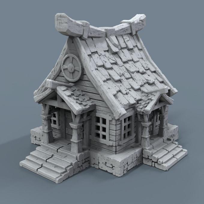 Viking building - Norsemen House 11 - Scenery for Norse Saga, Dungeon & Dragons, Frostgrave, Age of fantasy battle skirmish wargame PLA