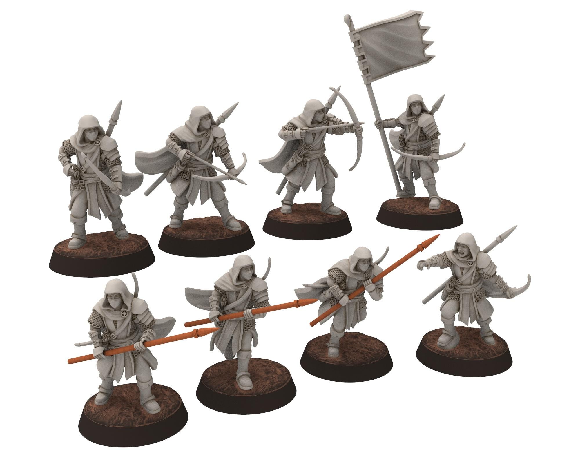 Gandor - Rangers unit of the fiefdom, fief Archer, defender of the free men, miniature for wargame D&D, Lotr... Quatermaster 3D