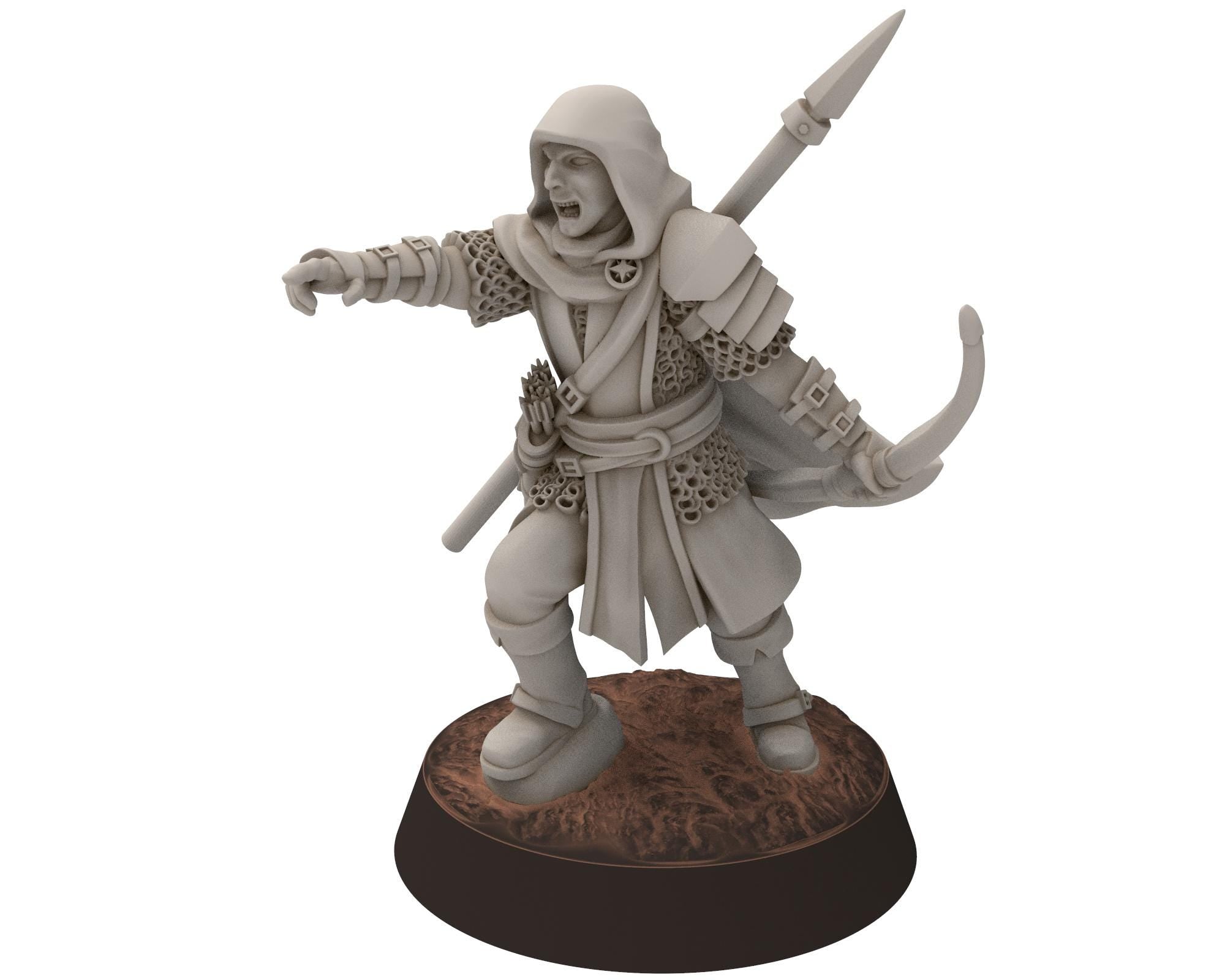 Gandor - Captain of the Rangers of the fiefdom, fief Archer, defender of the free men, miniature for wargame D&D, Lotr... Quatermaster 3D