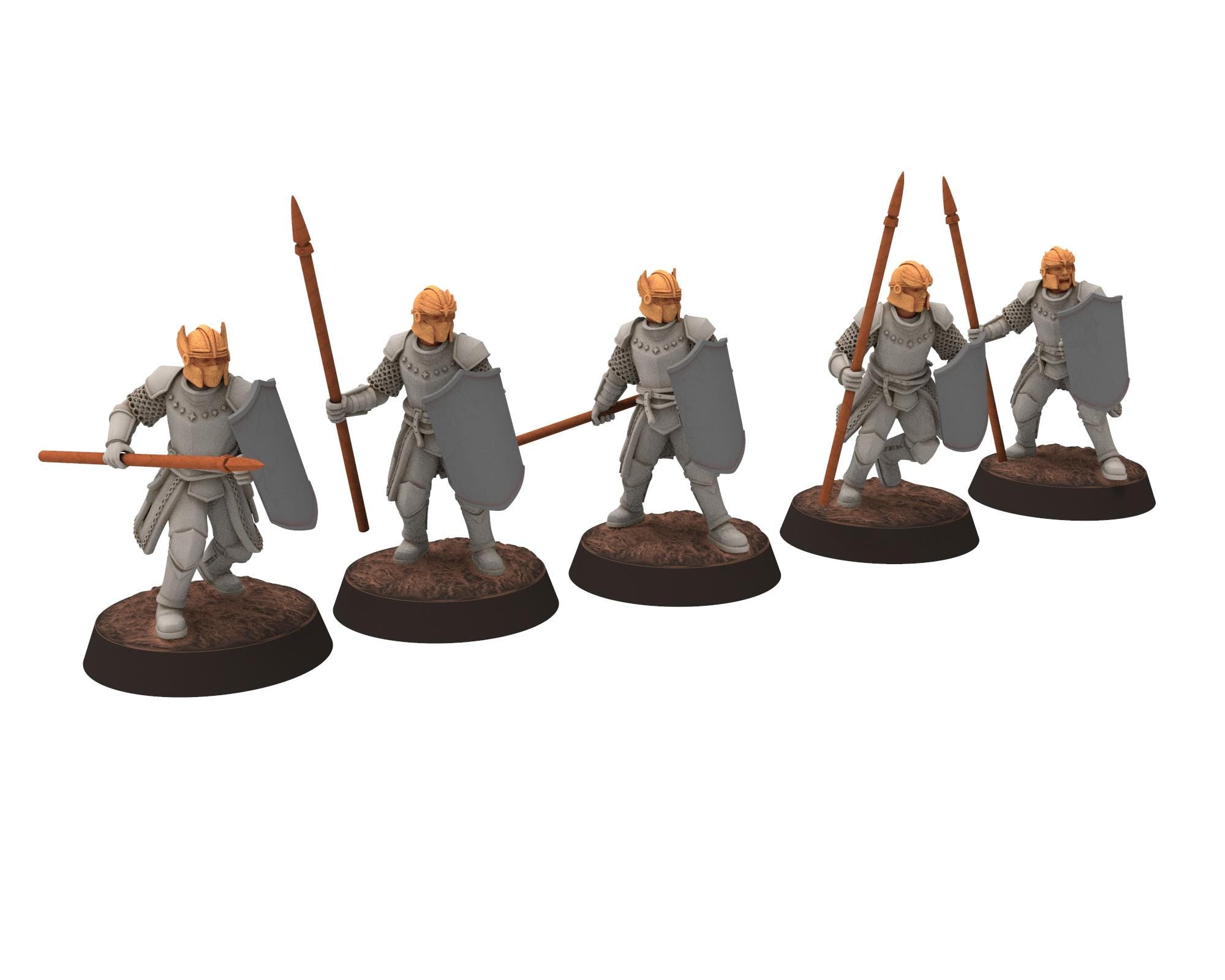 Gandor - Heavy men at arms with axes and shields, defenders of the free men realm, miniature for wargame D&D, Lotr... Quatermaster 3D